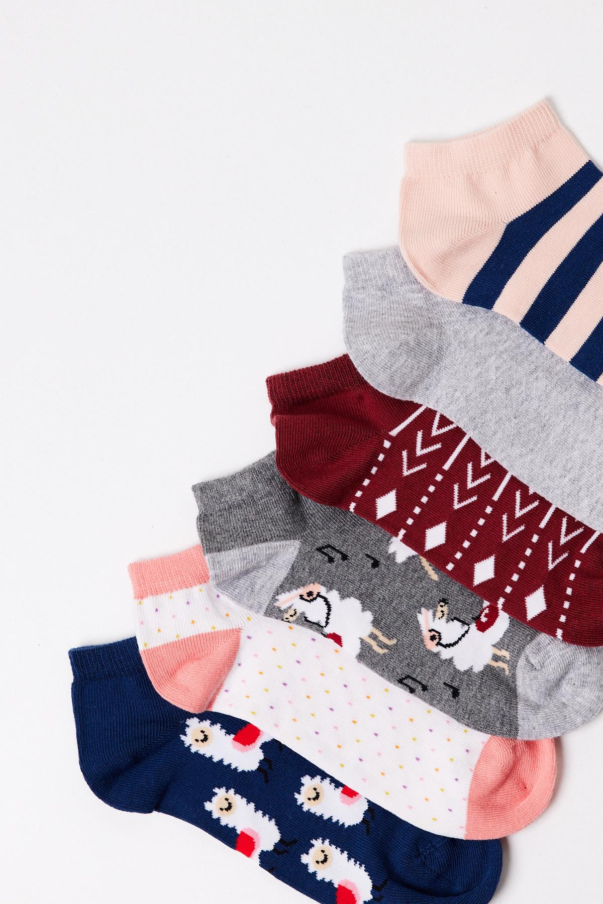 Kadın Lama Desenli 6lı Patik Çorap