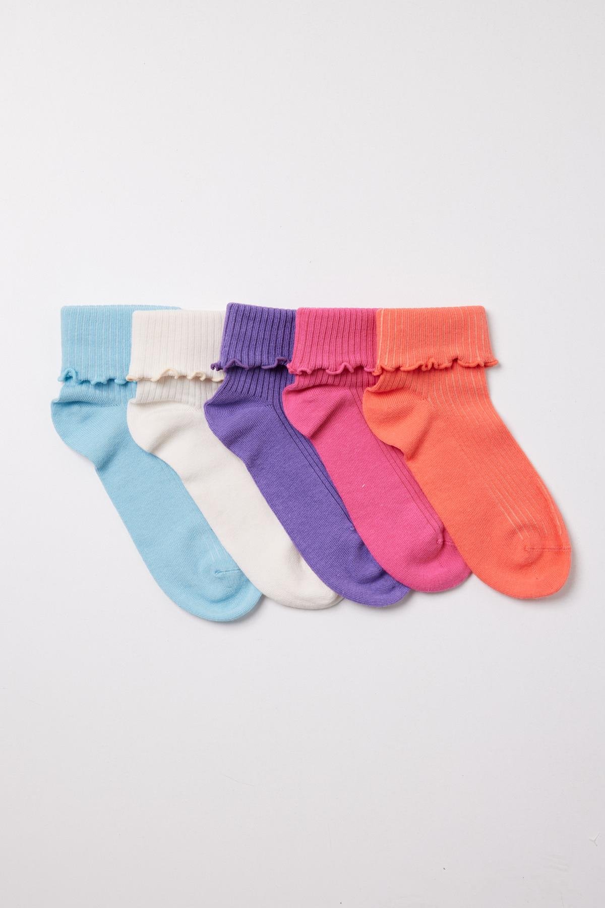 Womens Anklet Detailed 5-Pair Ankle Socks