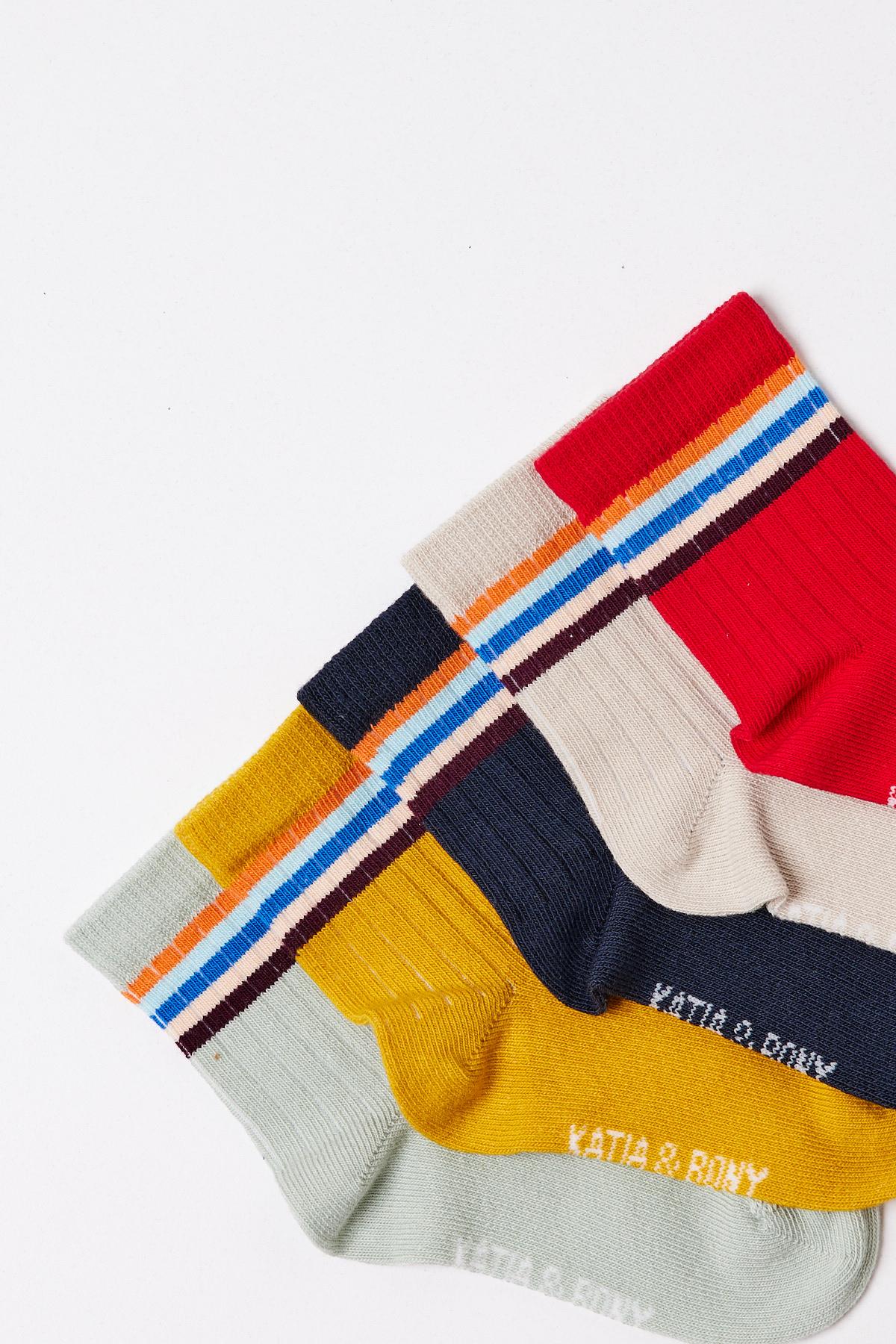 Bebek Şeritli 5li Paket Soket Çorap Çok Renkli