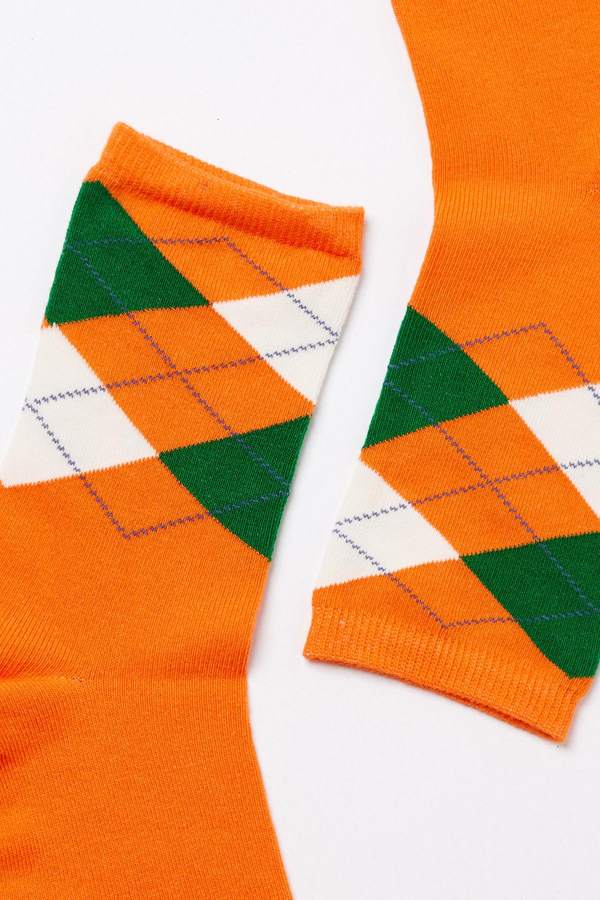 Childrens Checkered Pattern Sock Orange