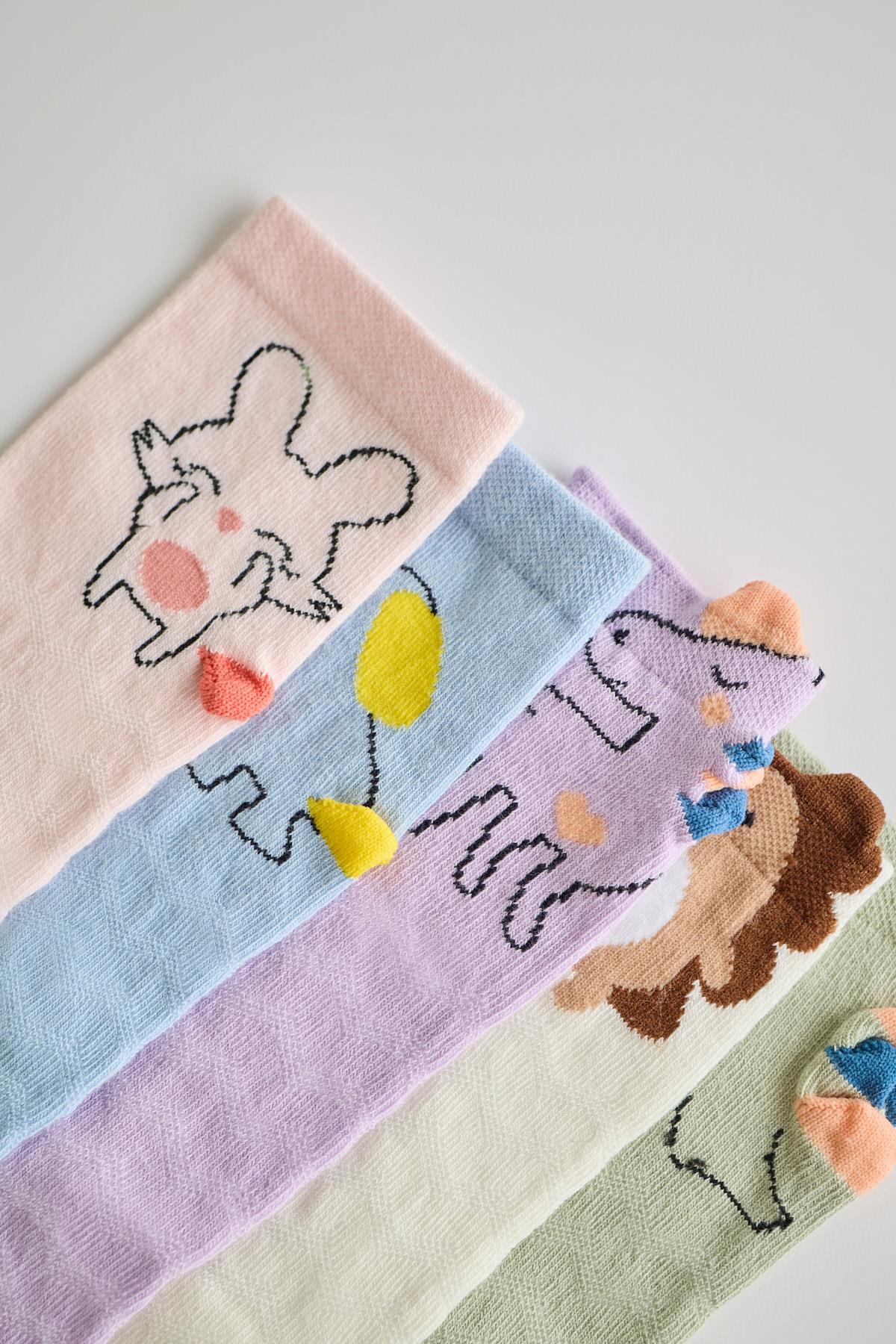 Childrens 5-Pack Animal Patterned Socks Multicolor