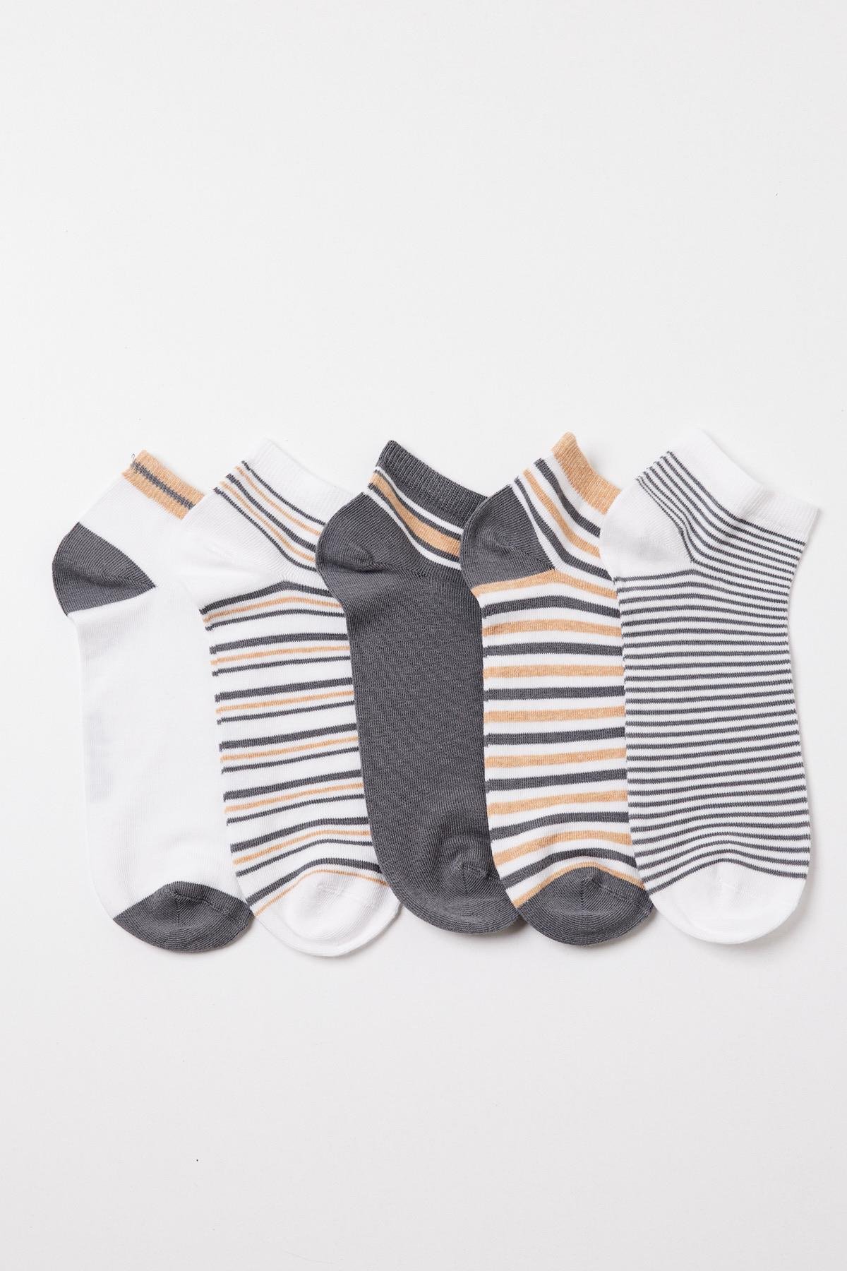 Mens Striped 5-Pack Step Socks