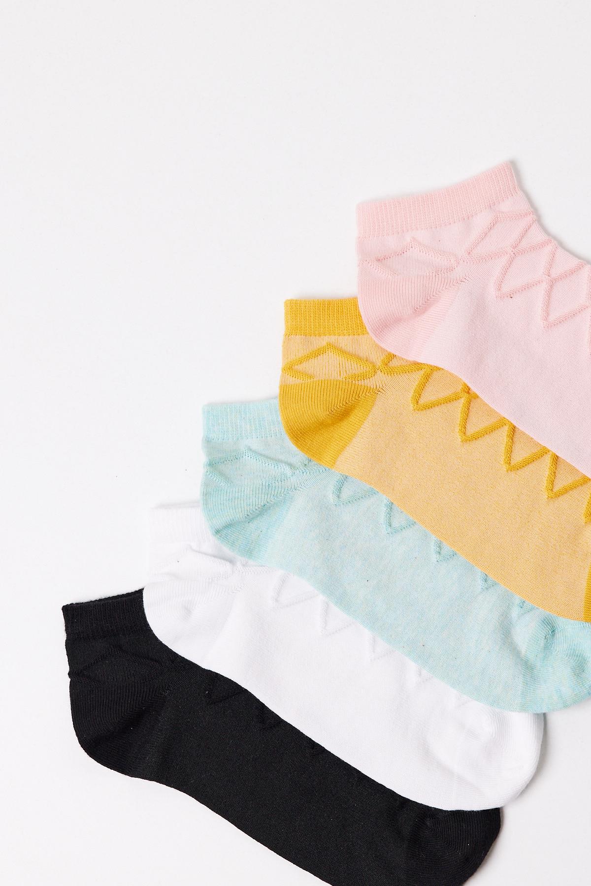 Womens Striped 5-Pack Ankle Socks