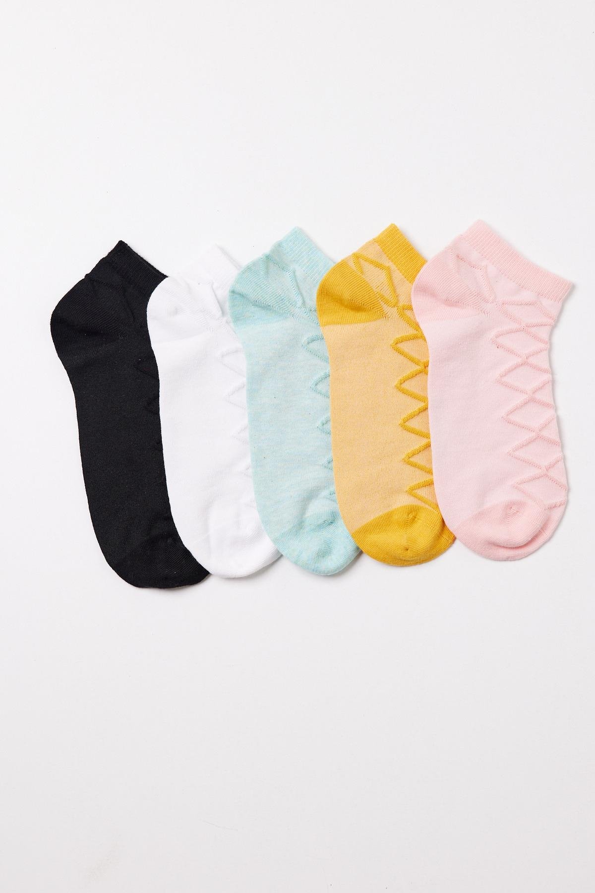 Womens Striped 5-Pack Ankle Socks