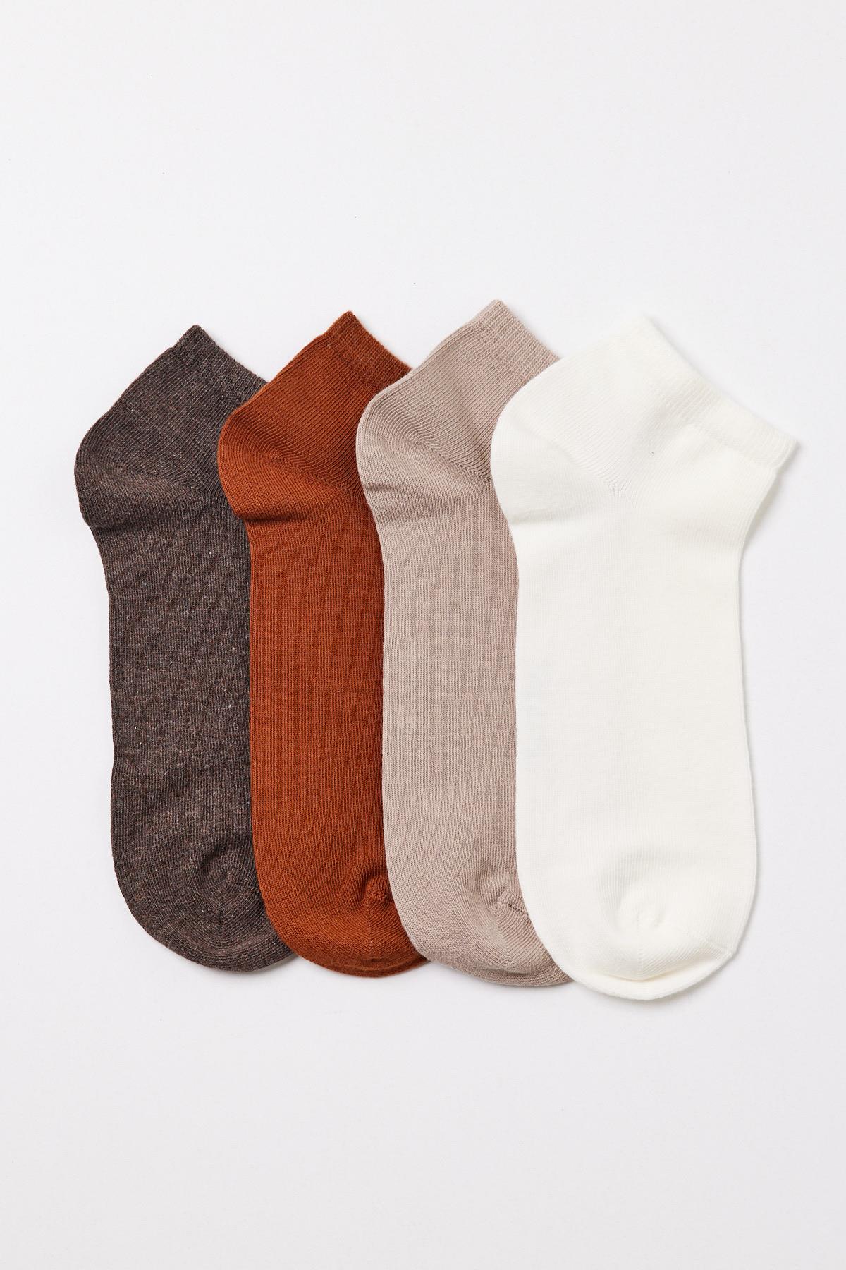 Erkek 4lü Paket Step Çorap Kahverengi Mix