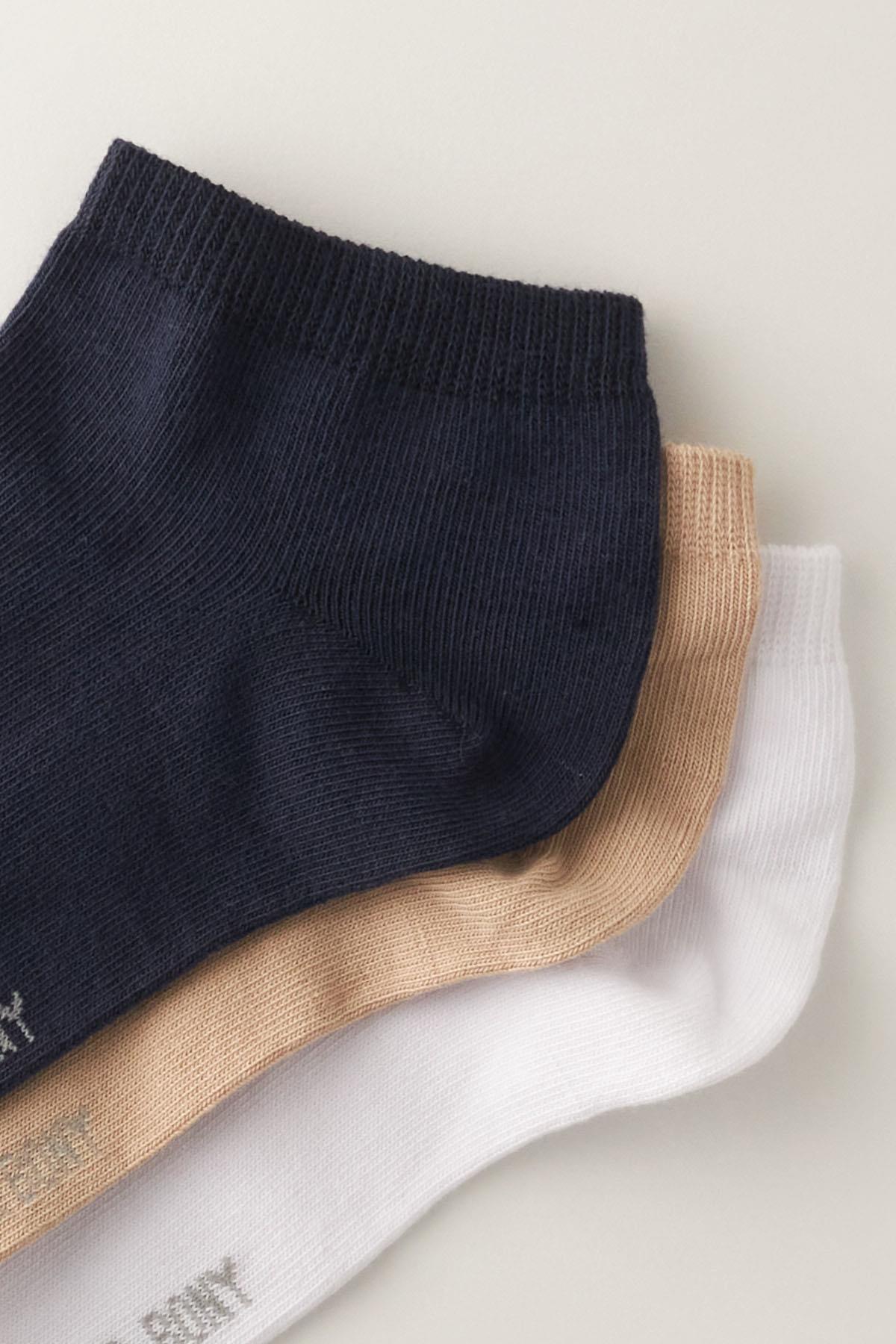 Erkek 3 lü Paket Step Çorap Lacivert Karışık