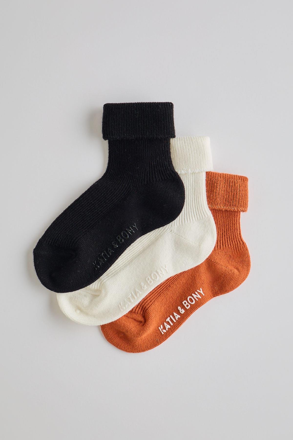 Childrens 3-Piece Pack Socket Socks Brown Mixed