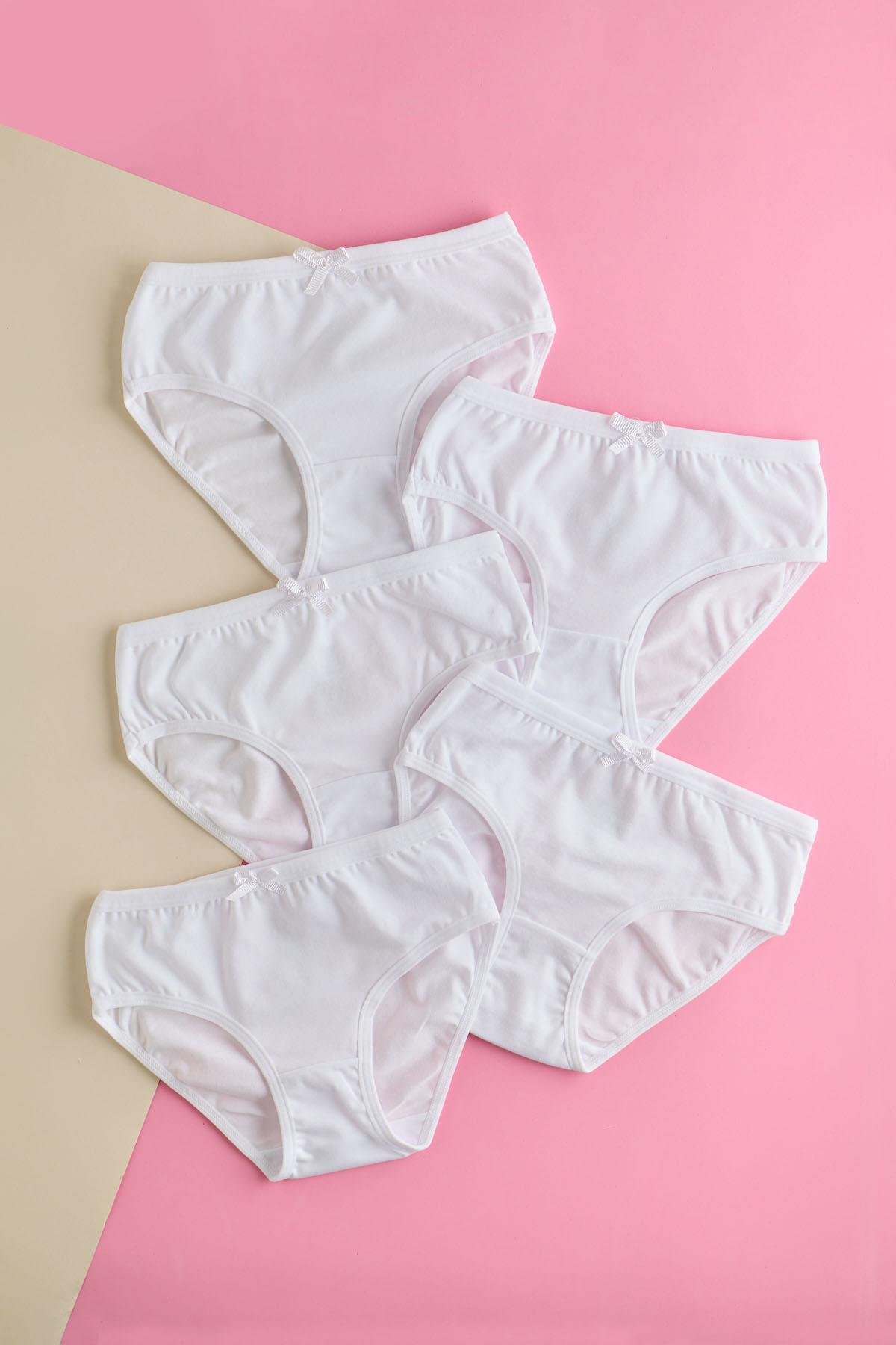 Girls Bow Slip Briefs 5-Pack White