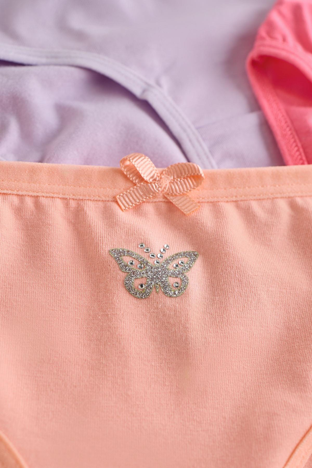 Girls Colorful 5-Pack Slip Panties with Stone Details