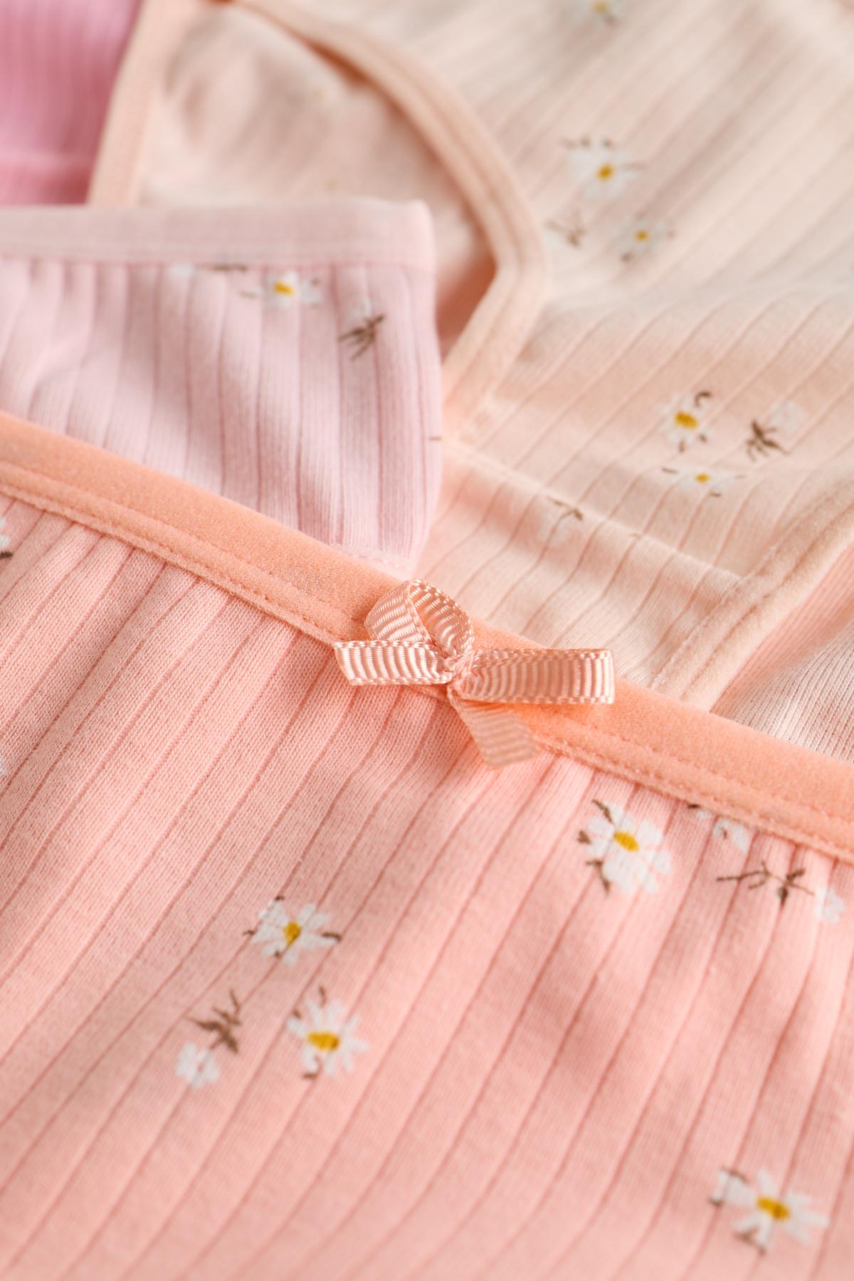 5-Pack Floral Patterned Ribbed Girls Underwear