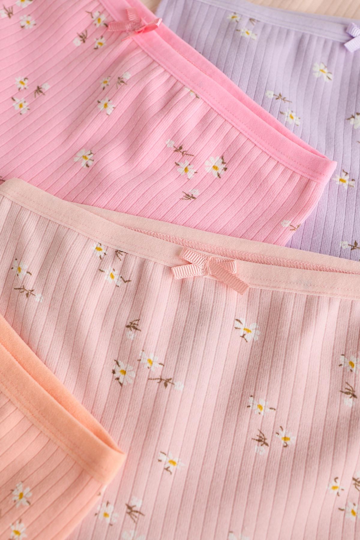 Girls 5-Pack Bow-Decorated Ribbed Boxer Multi-Color