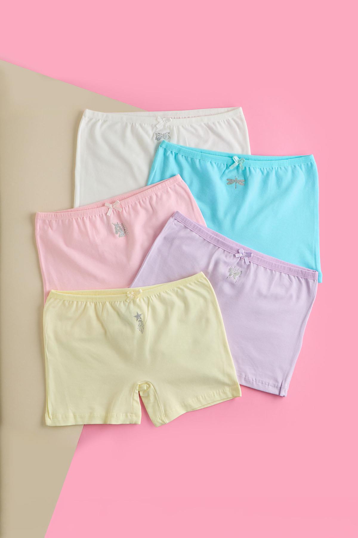 Girls 5-Piece Bow Detail Boxer Multi-Color