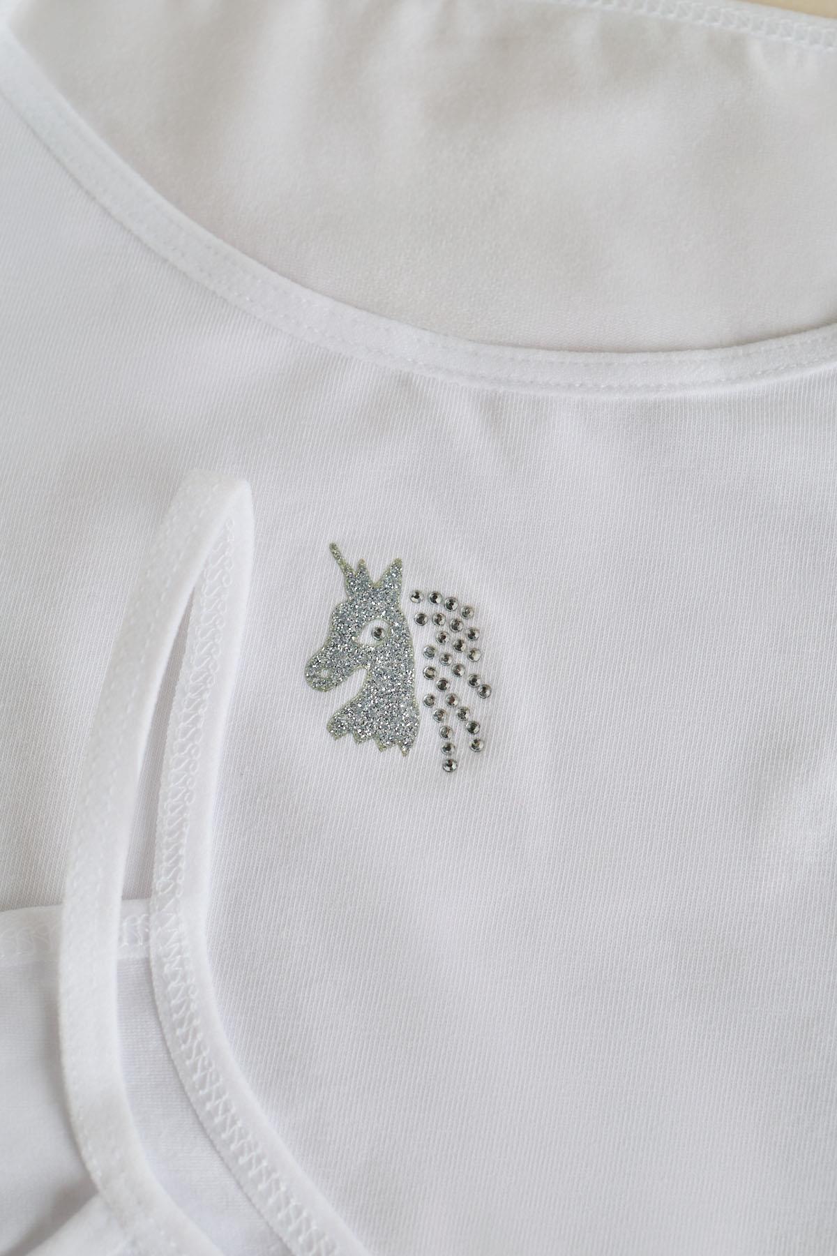 12401G2267 KIZ ÇOCUK TAŞ BASKILI İNCE ASKILI ATLET Beyaz