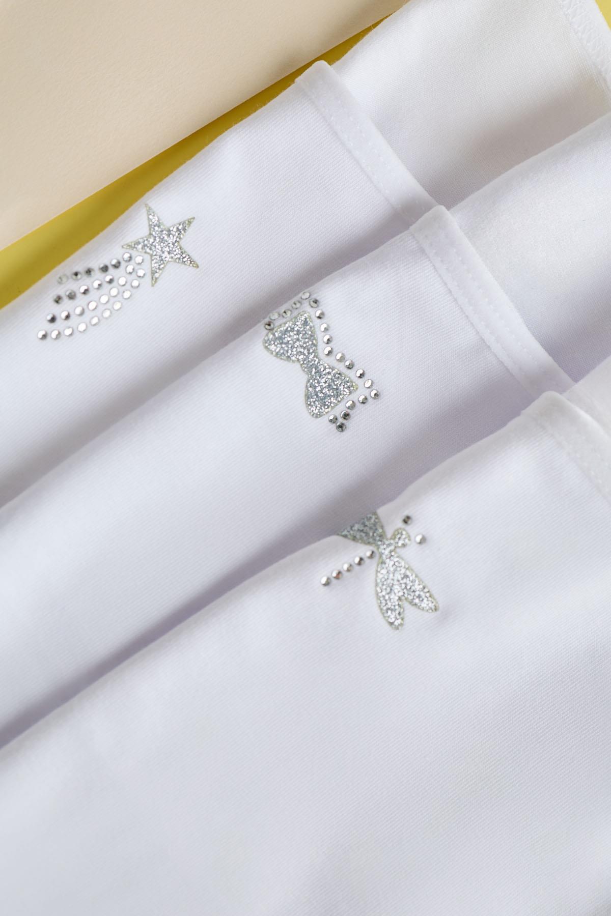 12401G2267 KIZ ÇOCUK TAŞ BASKILI İNCE ASKILI ATLET Beyaz