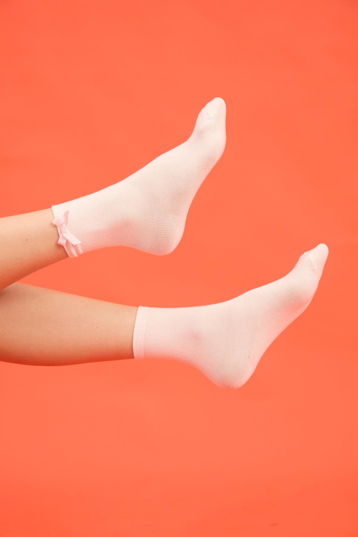 Womens Bow Detail Sock White