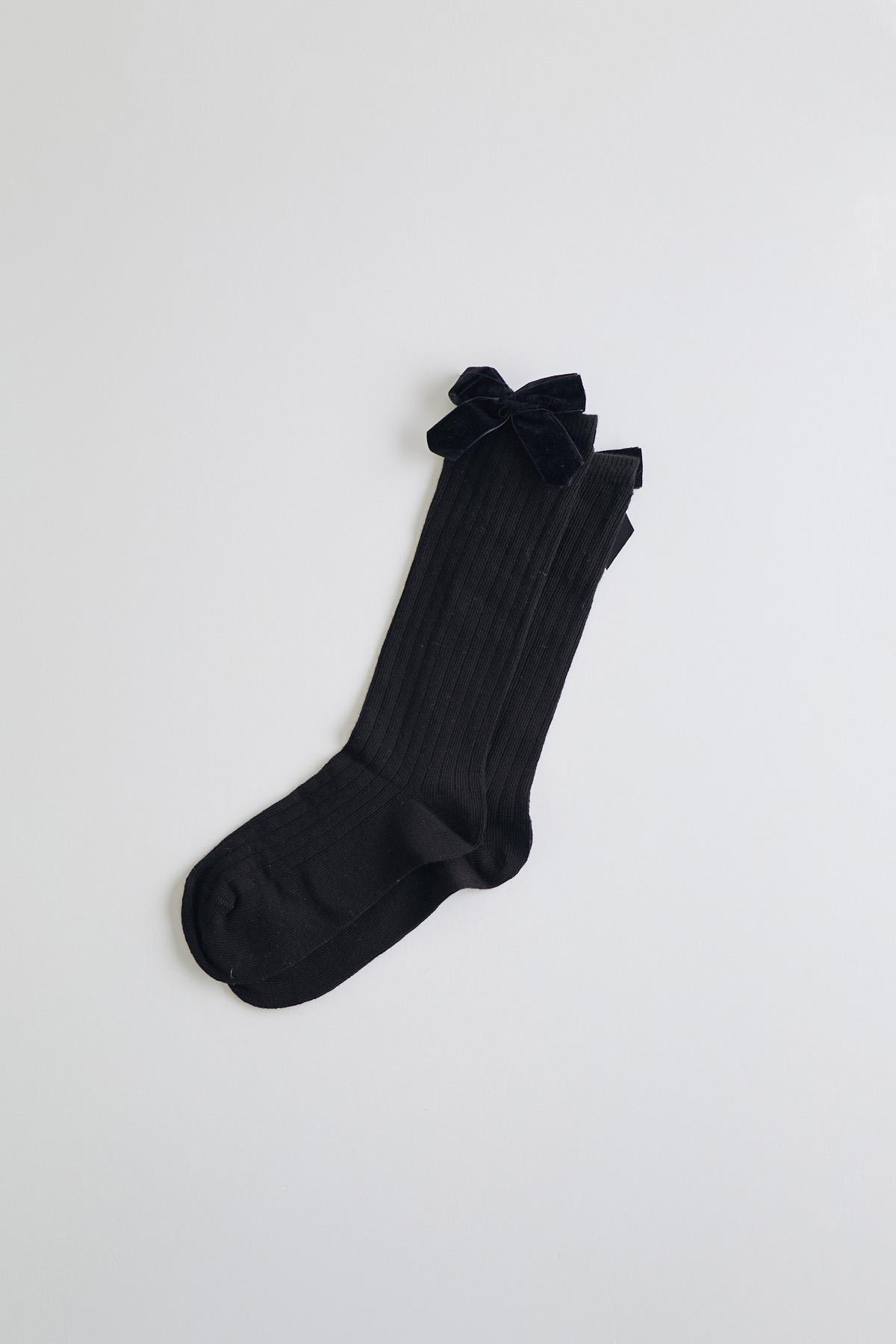 Girls Bow Knee-High Socks Black