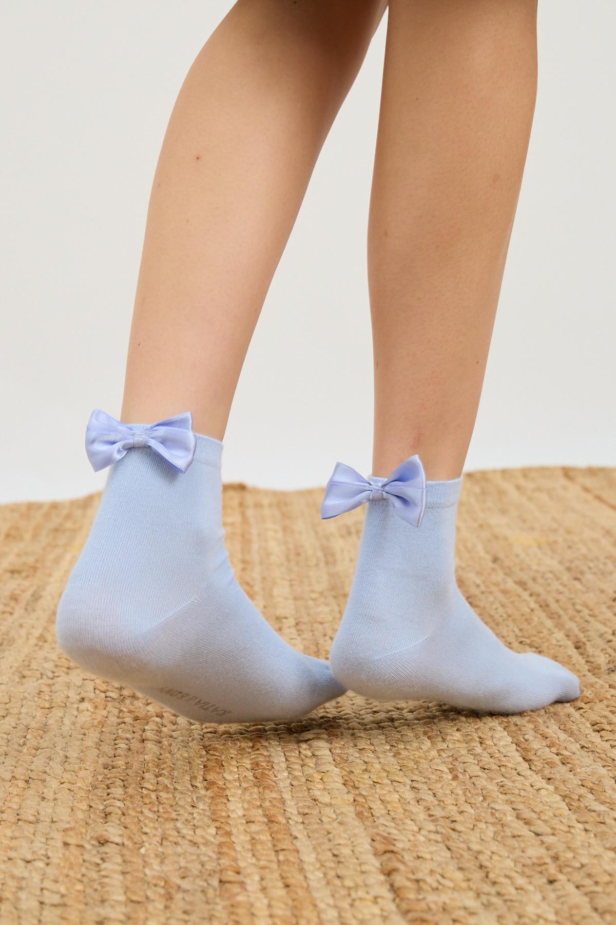 Womens Bow-Detail Modal Socket Socks Blue