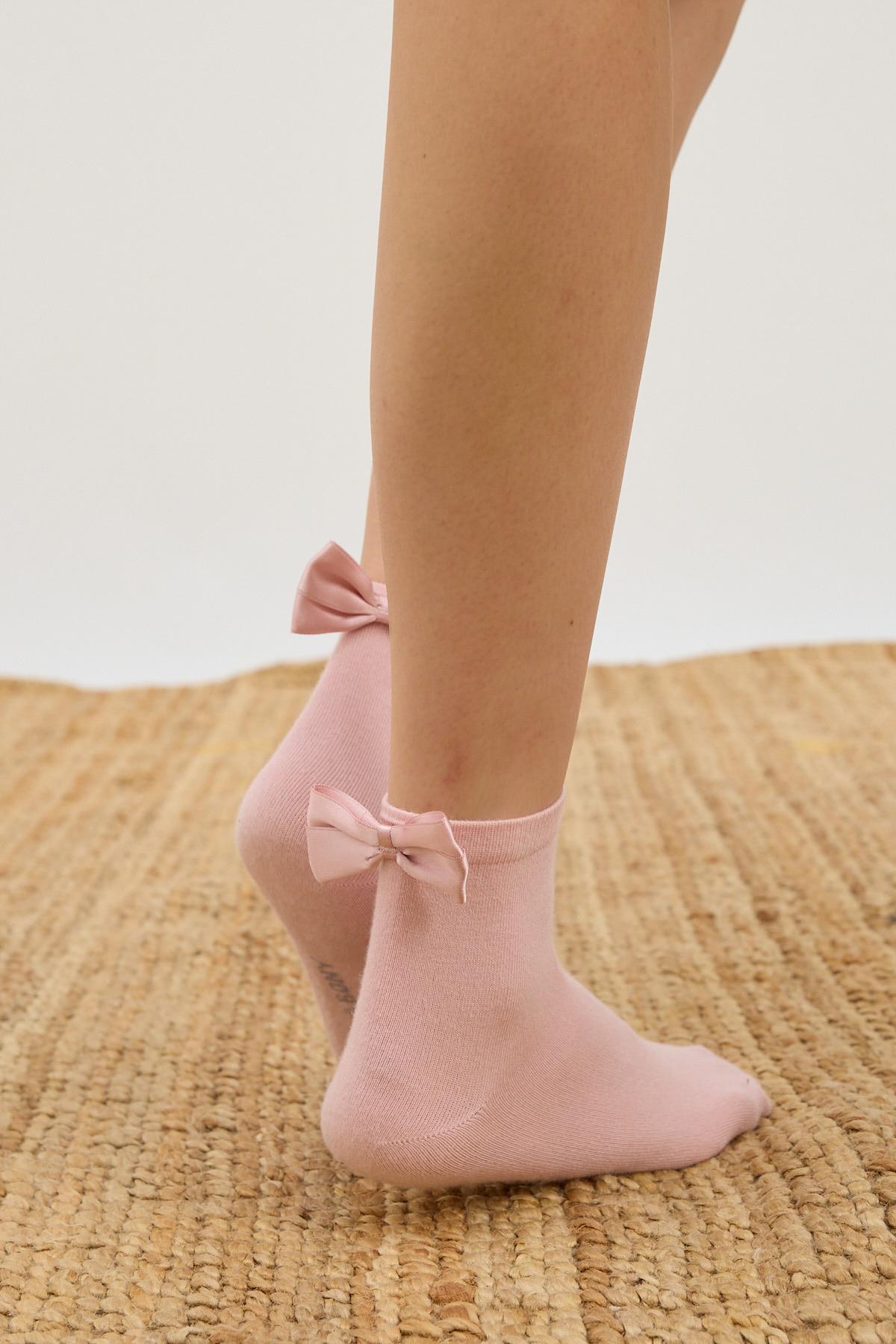 Womens Bow-Embellished Modal Ankle Socks Pink