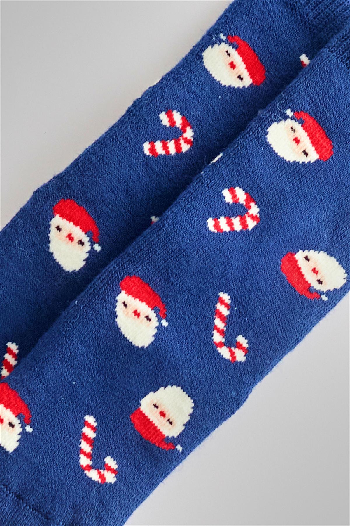 Childrens Christmas Patterned Sock Socks Navy Blue
