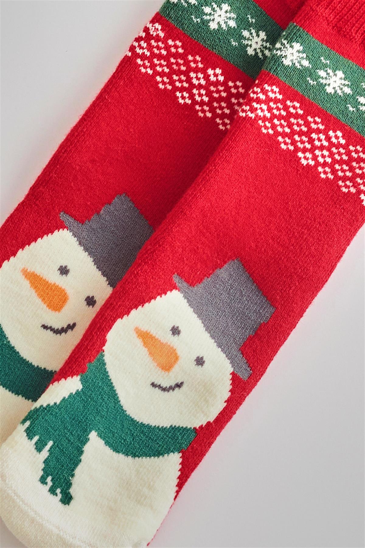 Çocuk Yılbaşı Desenli soket Çorap Kırmızı-Beyaz
