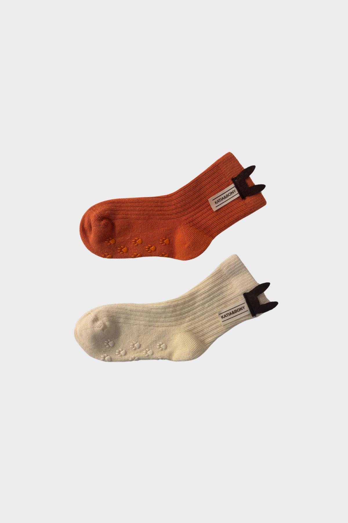 	Bebek Aksesuarlı 2li Soket Çorap Ekru-Kahve