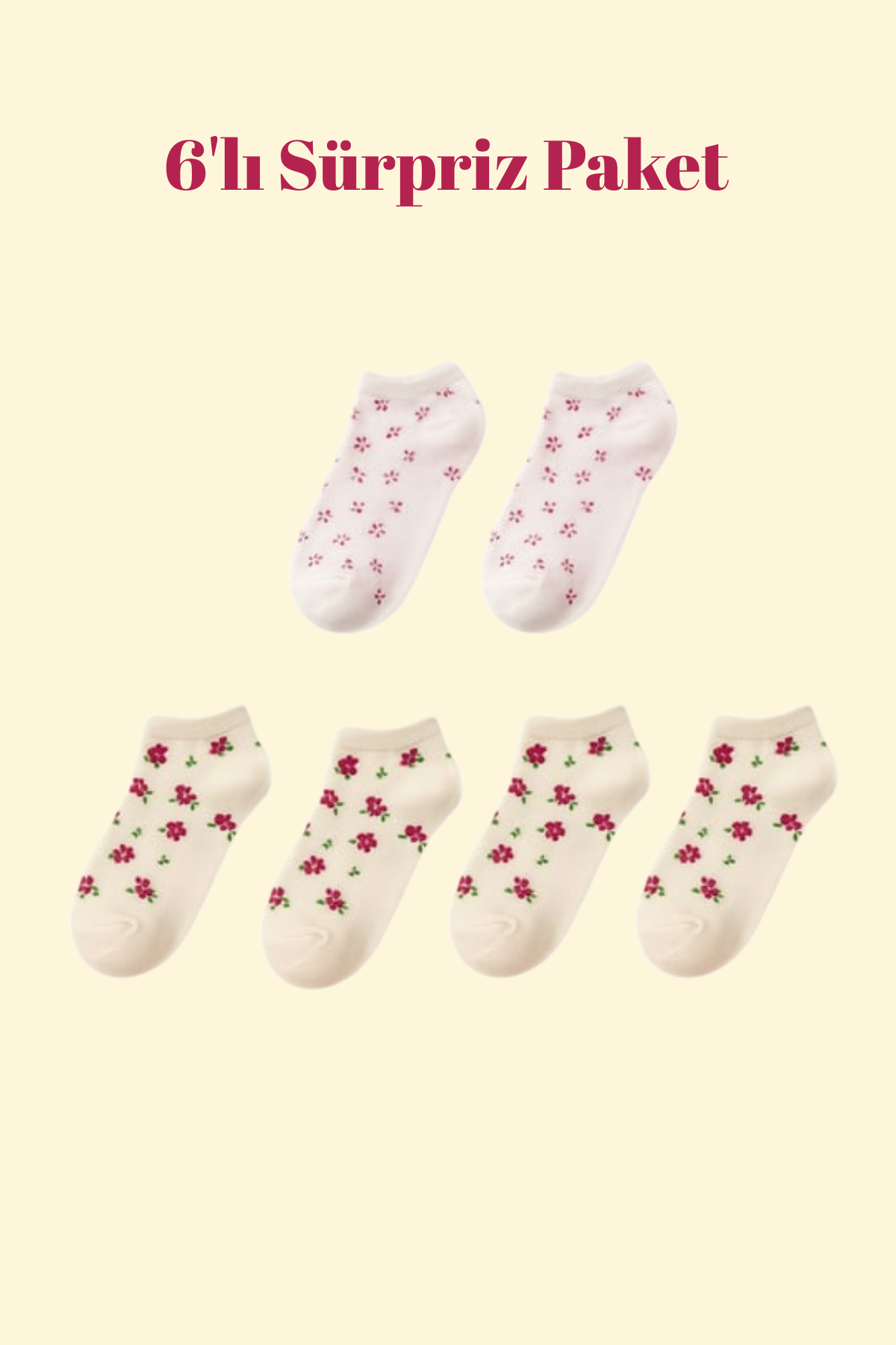 12501G1027 6PCK KADIN KARIŞIK STEP ÇORAP ÇOK RENKLİ