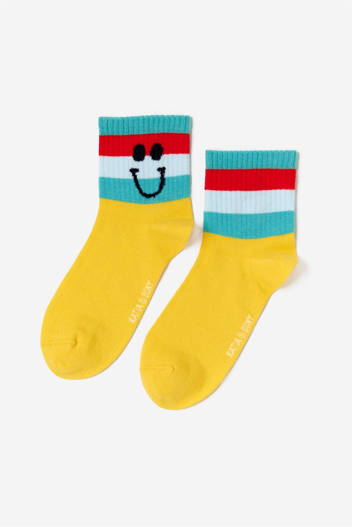 Çocuk Gülen Surat Detaylı 4lü Soket Çorap