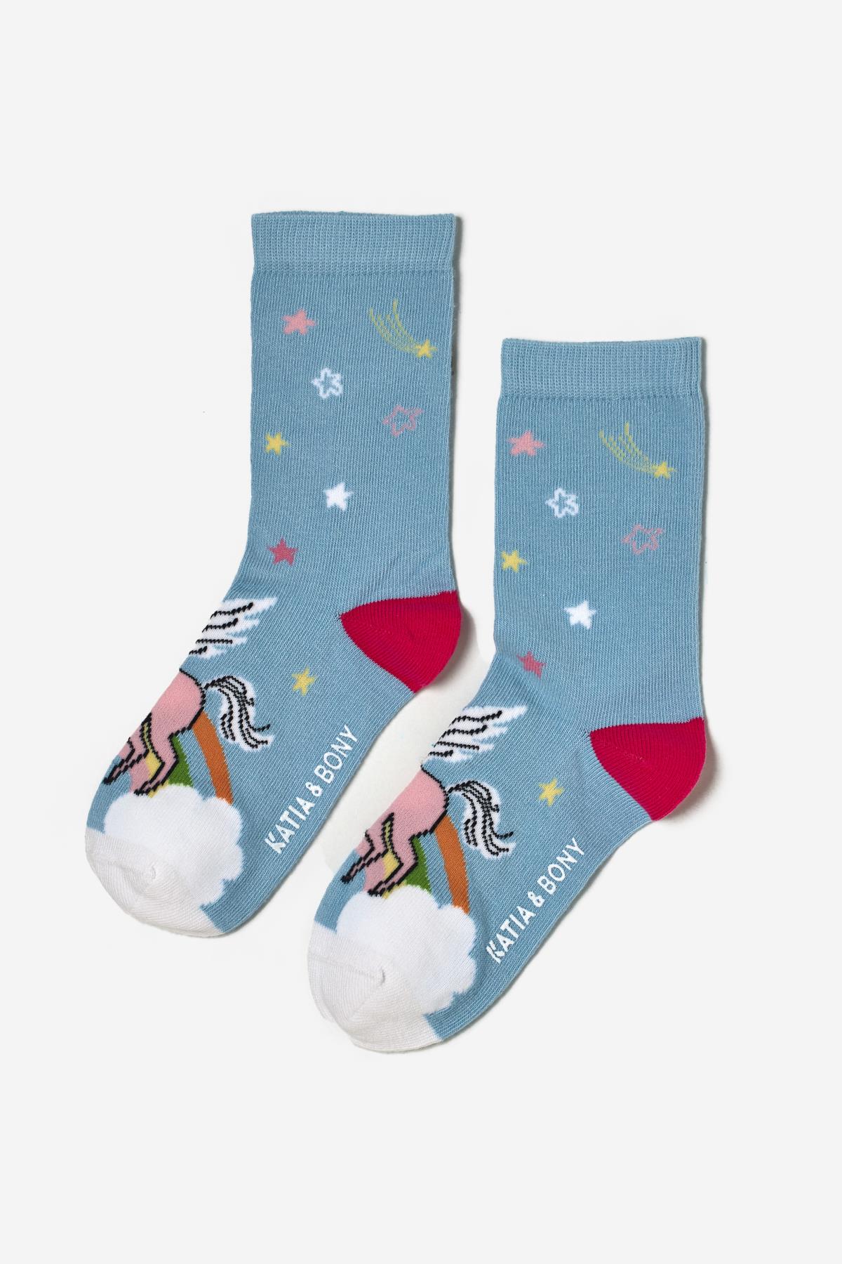 Kız Çocuk Unicorn Desenli 4lü Paket Soket Çorap