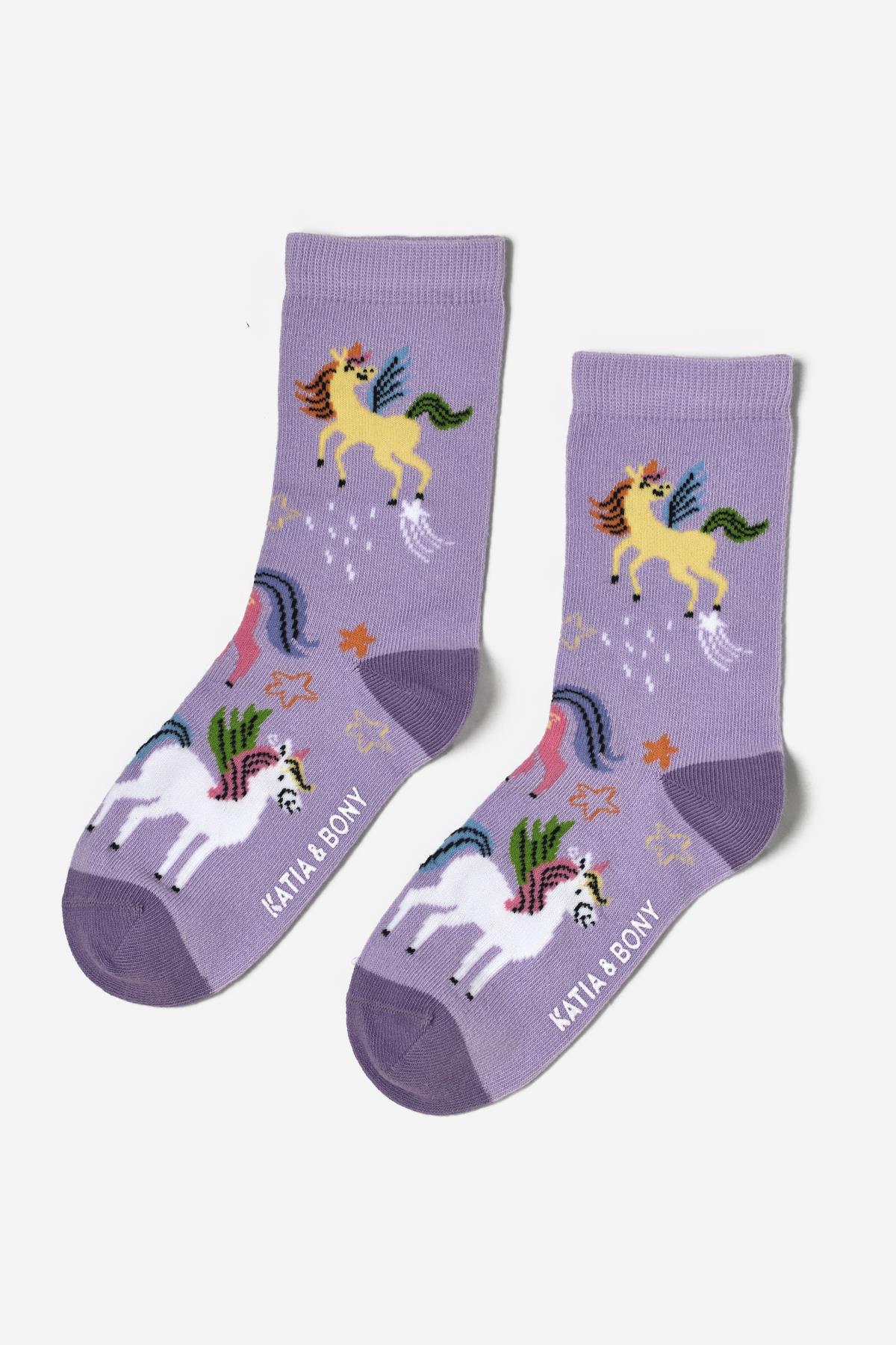 Kız Çocuk Unicorn Desenli 4lü Paket Soket Çorap
