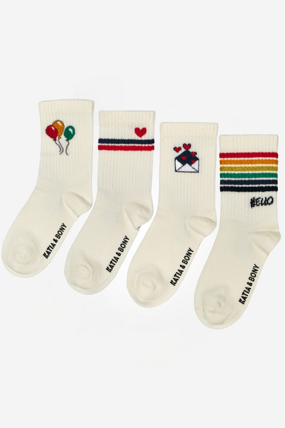 Çocuk Baskılı 4lü Paket Soket Çorap Ekru