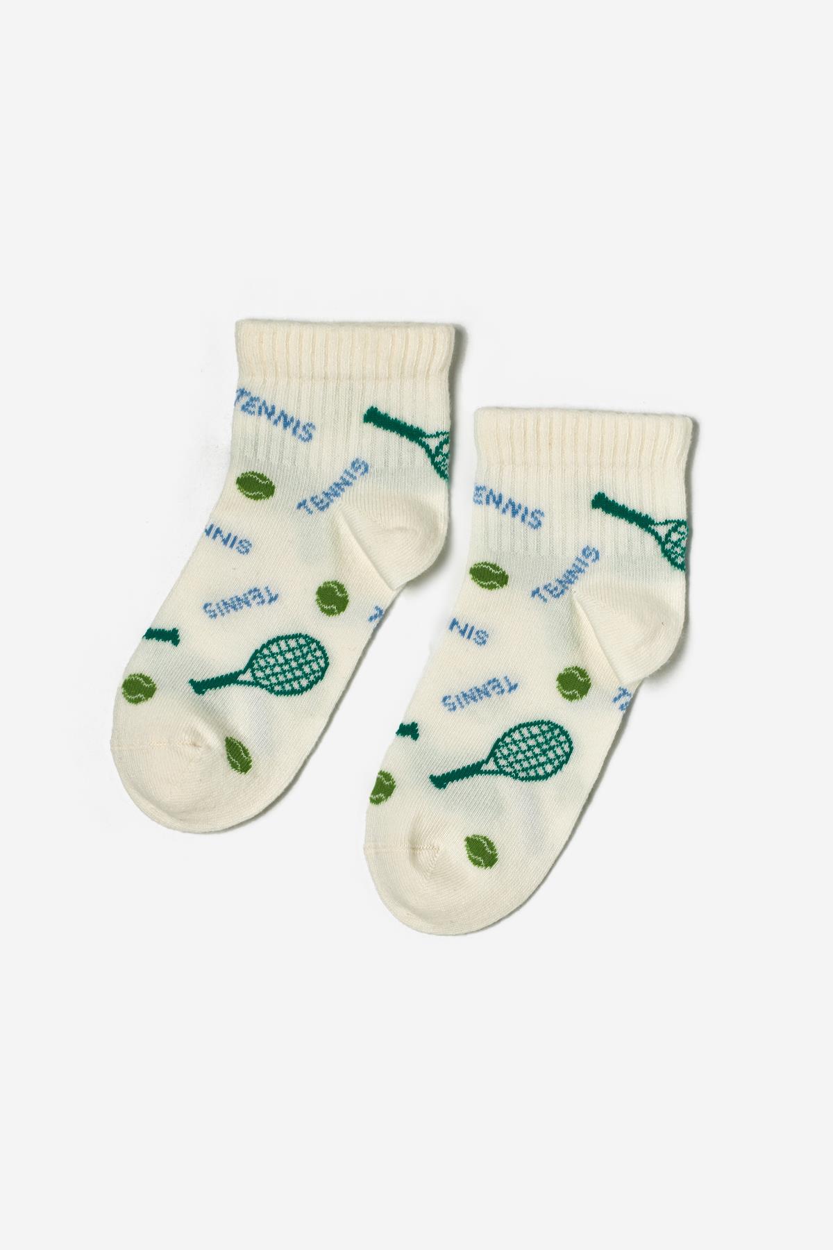 Çocuk Tenis Desenli 4lü Paket Soket Çorap