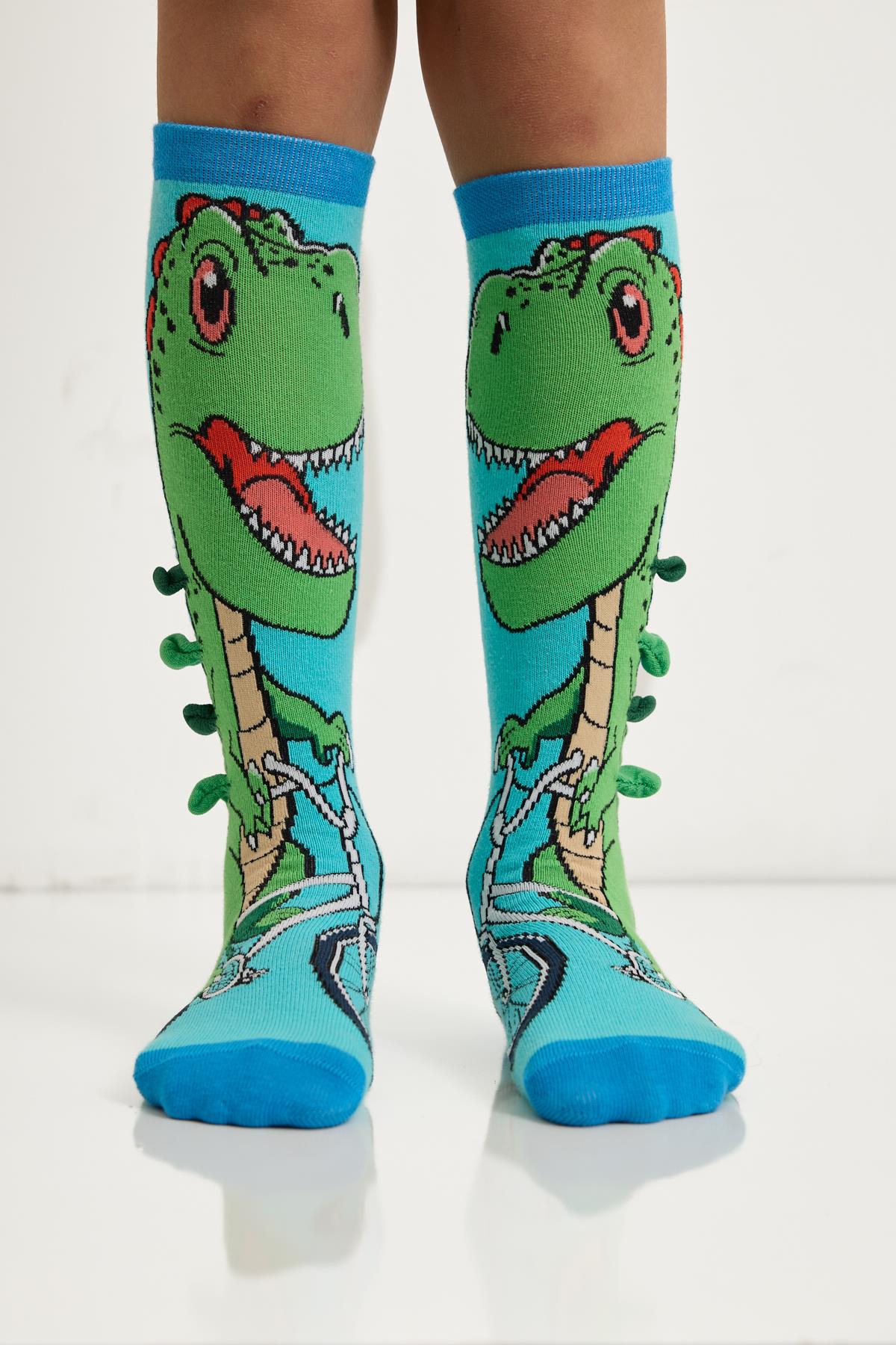 Childrens Knee-High Dinosaur Socks