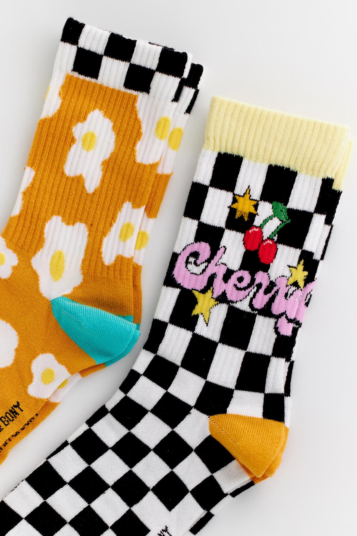 Unisex Checkered Pattern 2-Piece Boxed Sock