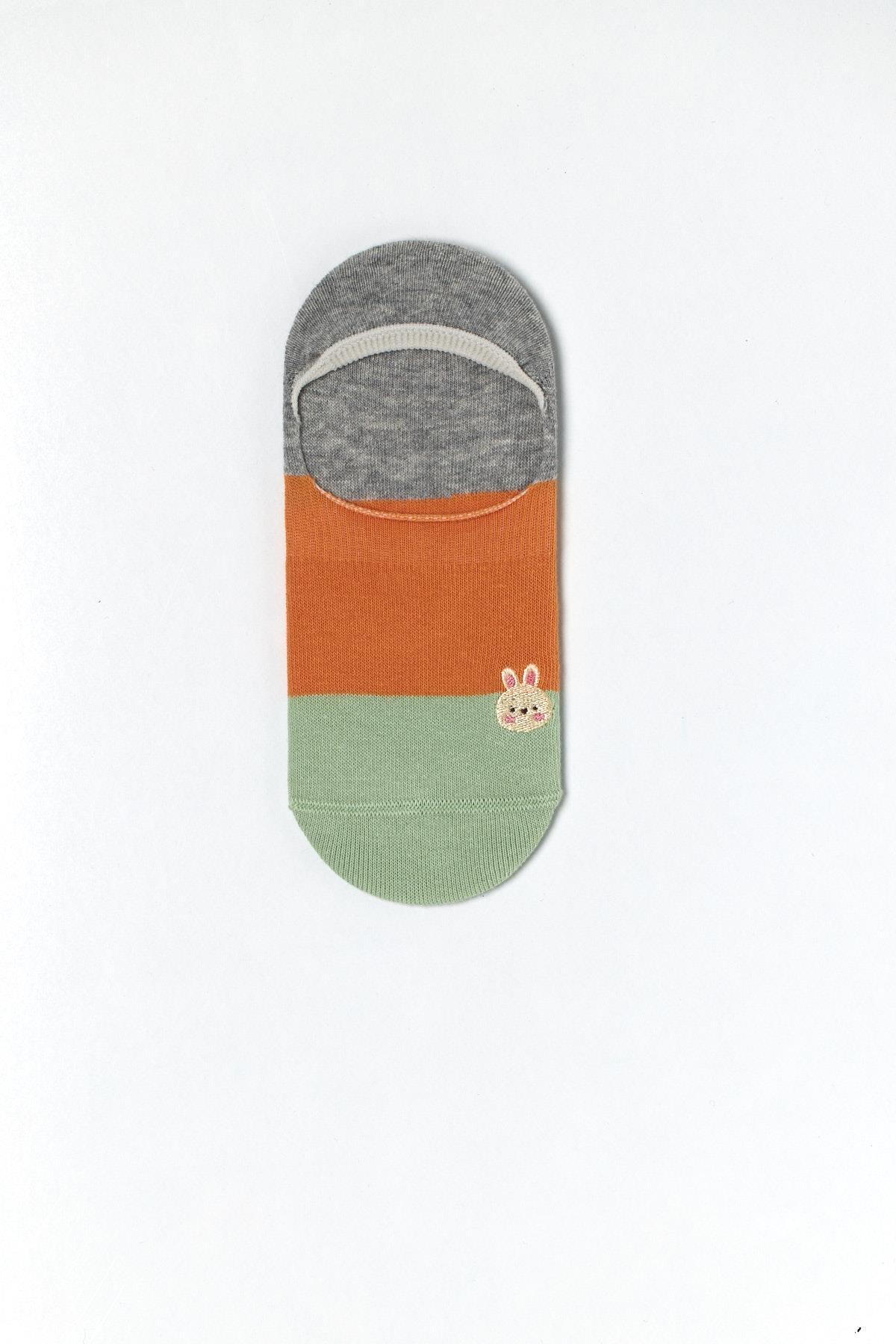 Womens Rabbit Print 3-Pair Invisible Ballet Socks Multi-Colored