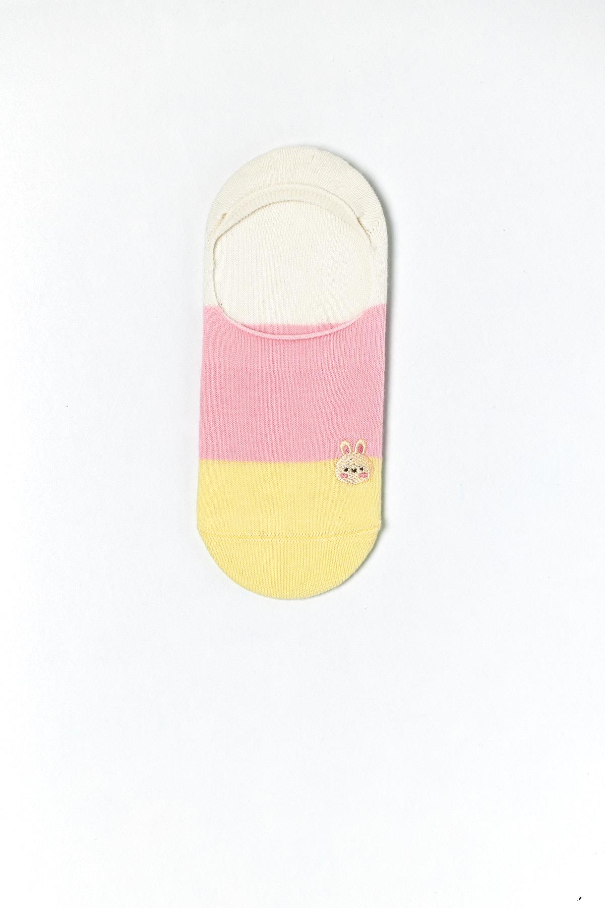 Womens Rabbit Print 3-Pair Invisible Ballet Socks Multi-Colored