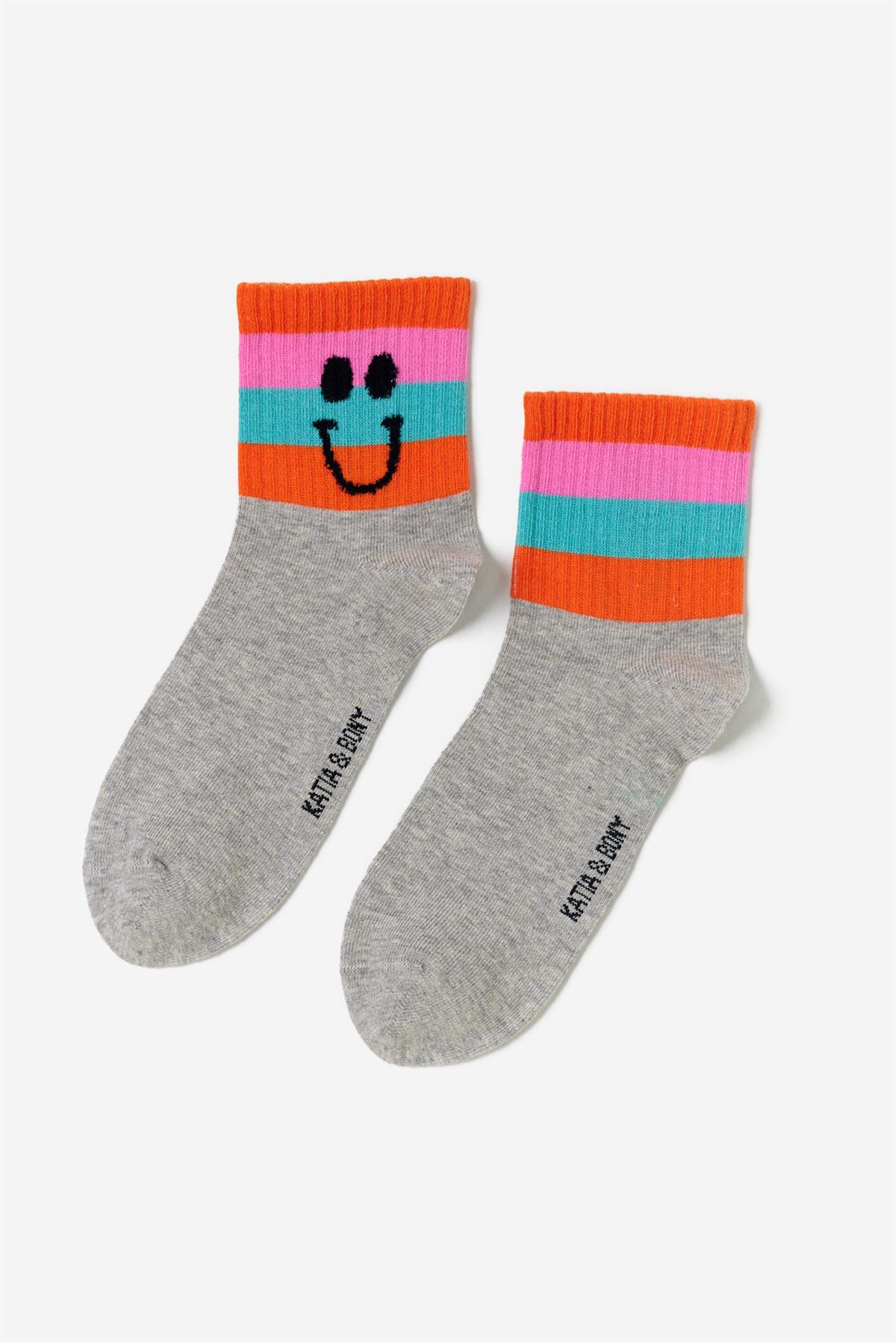 Womens Smiley Face Printed 4-Pack Sock Socks Multicolor