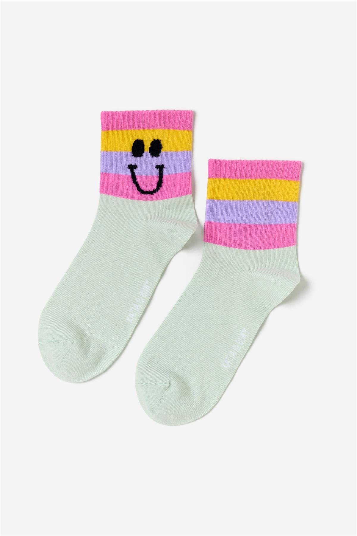 Womens Smiley Face Printed 4-Pack Sock Socks Multicolor