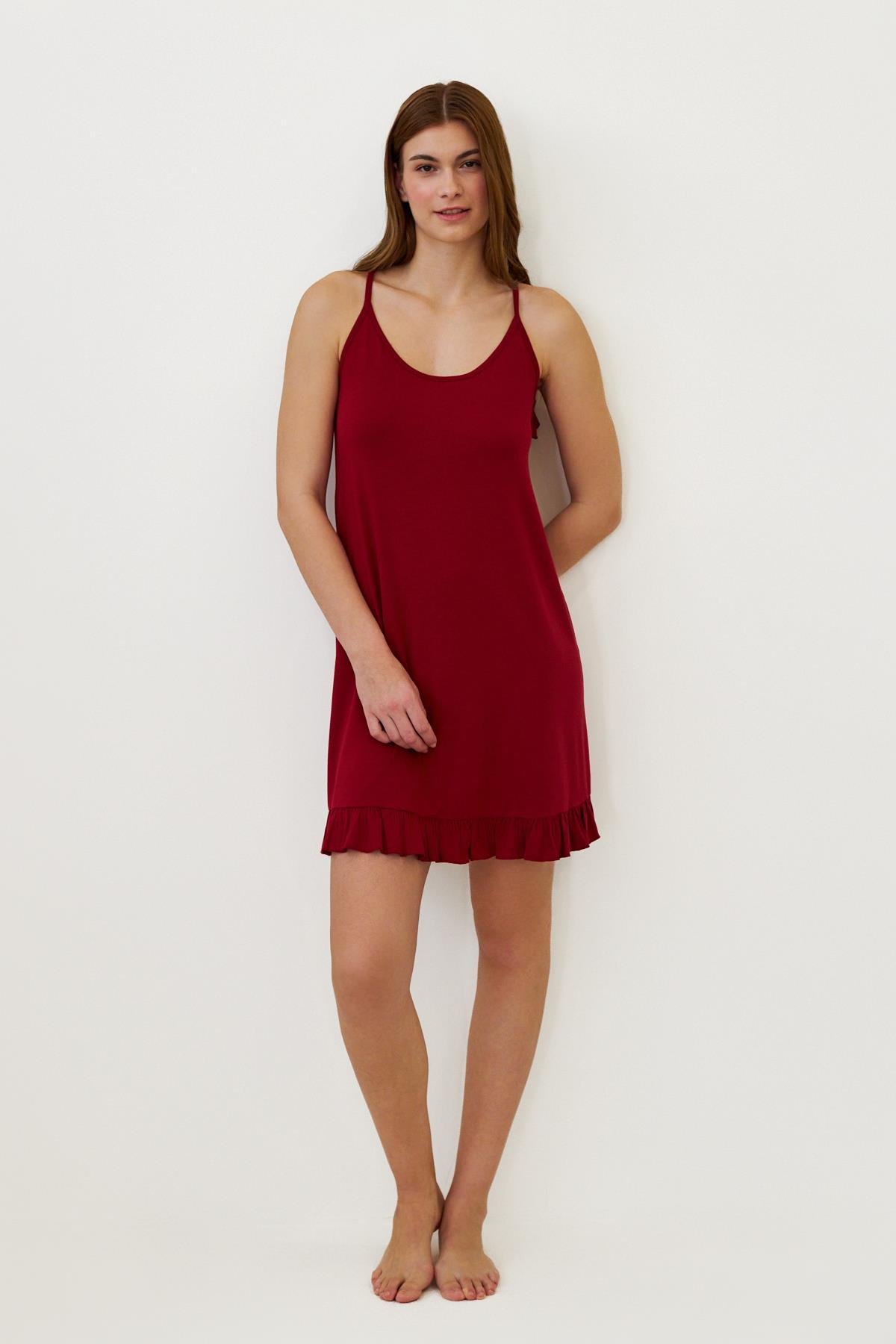 Kadın Luxury Sırt Dekolteli Gecelik Bordo