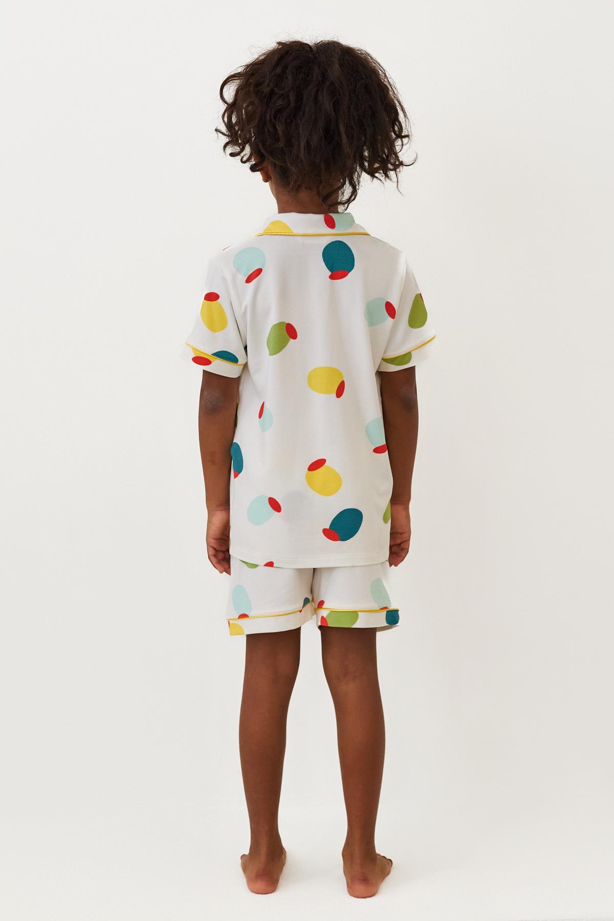Girls Lemon Print Short Pajama Set
