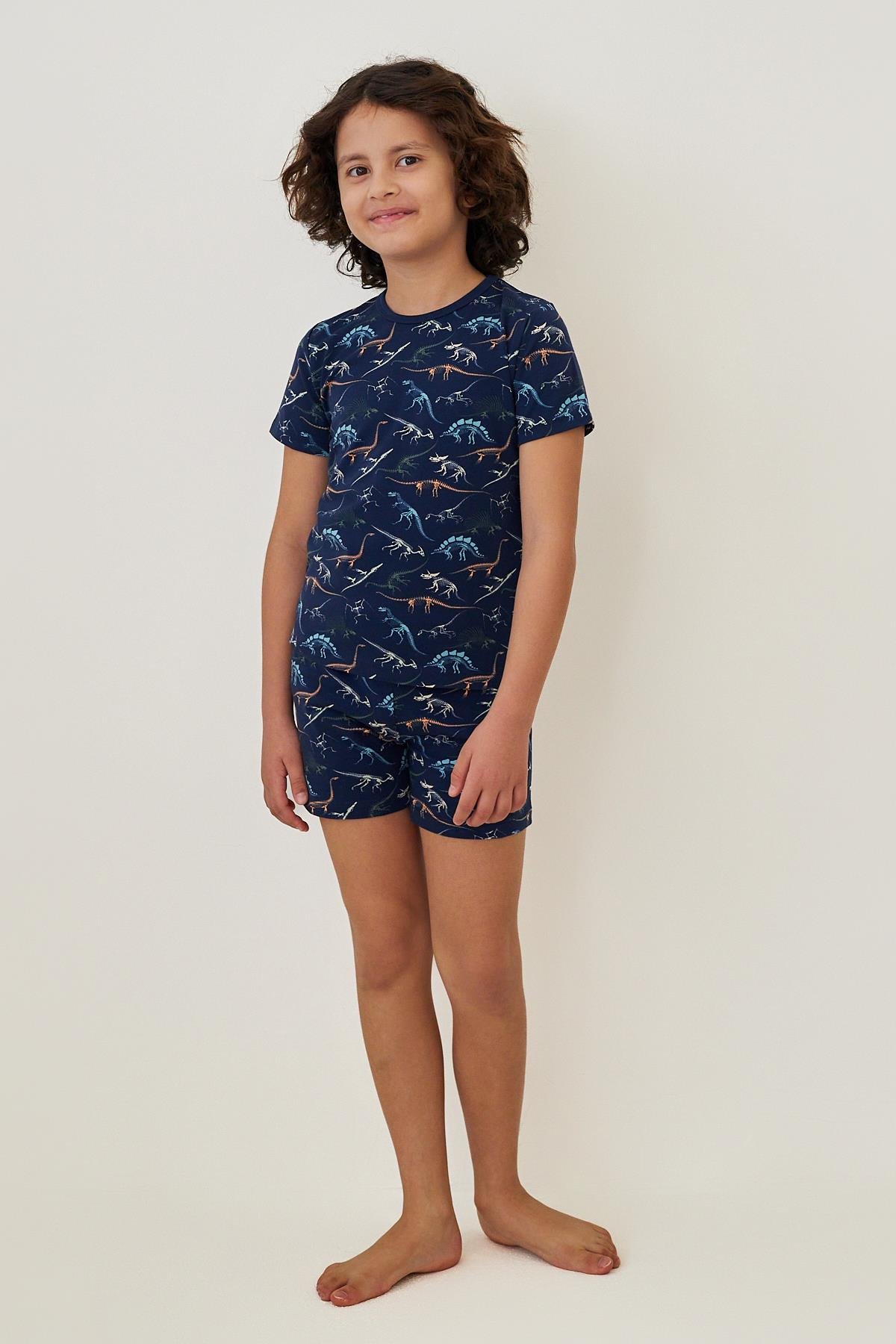 Boys Dinosaur Patterned Shorts Pajama Set