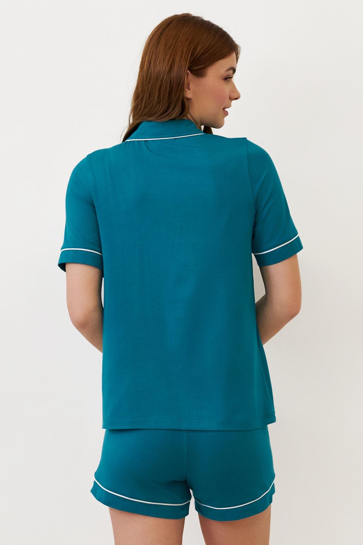 Kadın Seageo Cepli Şortlu Pijama Takımı Yeşil