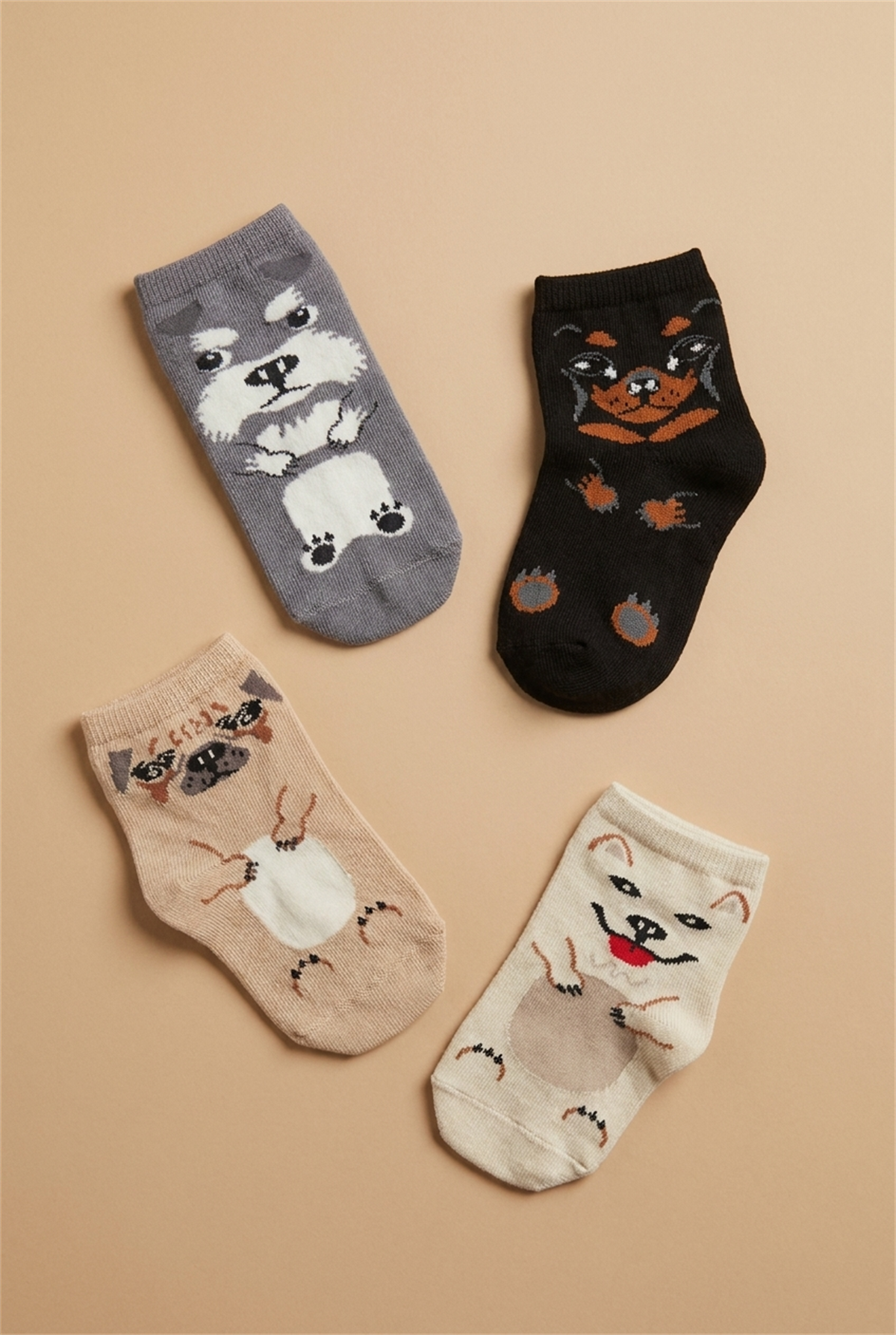 4lü Paket Hayvan Desenli Çocuk Step Çorap Çok Renkli