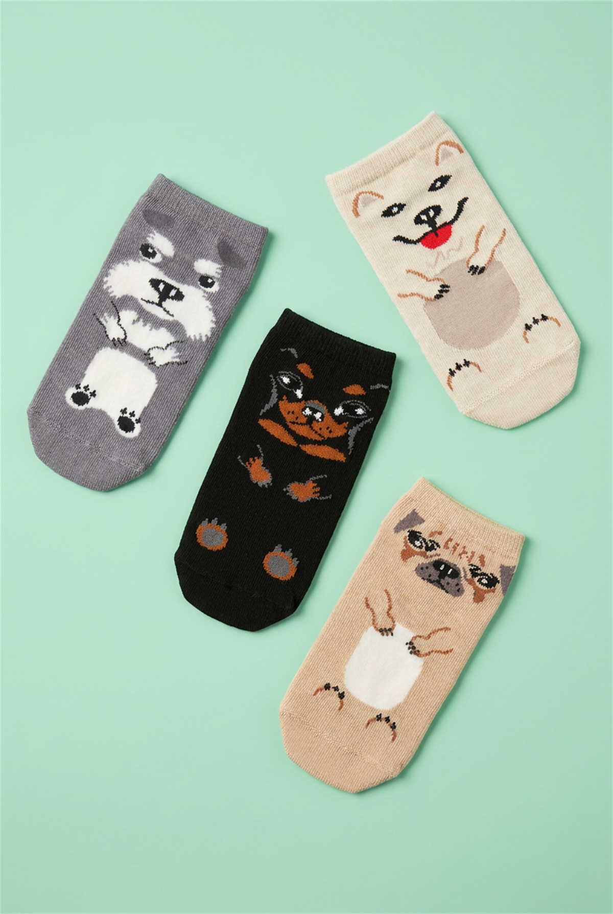 4lü Paket Hayvan Desenli Çocuk Step Çorap Çok Renkli
