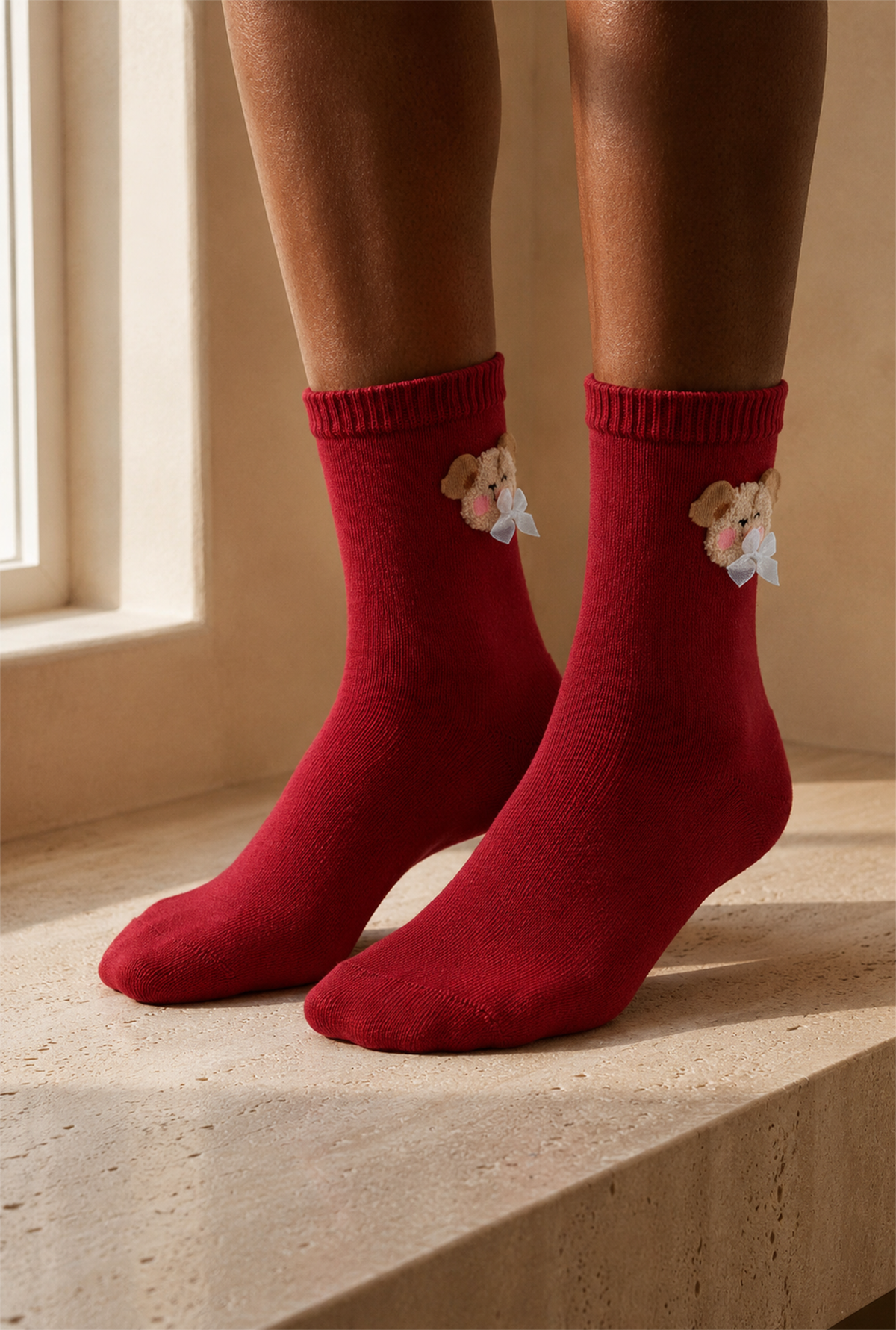 Teddy Womens Socks Socks Claret Red