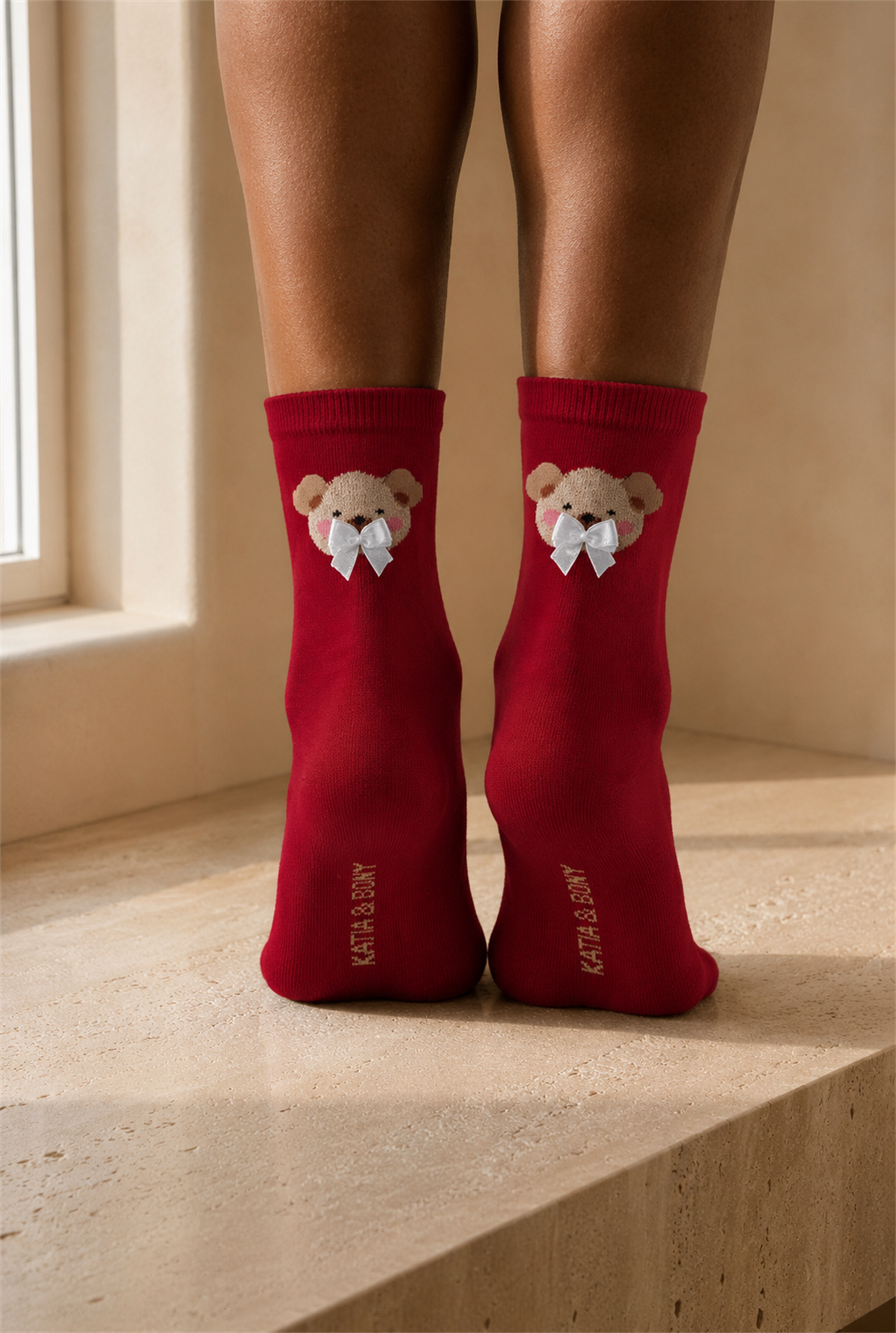 Teddy Womens Socks Socks Claret Red