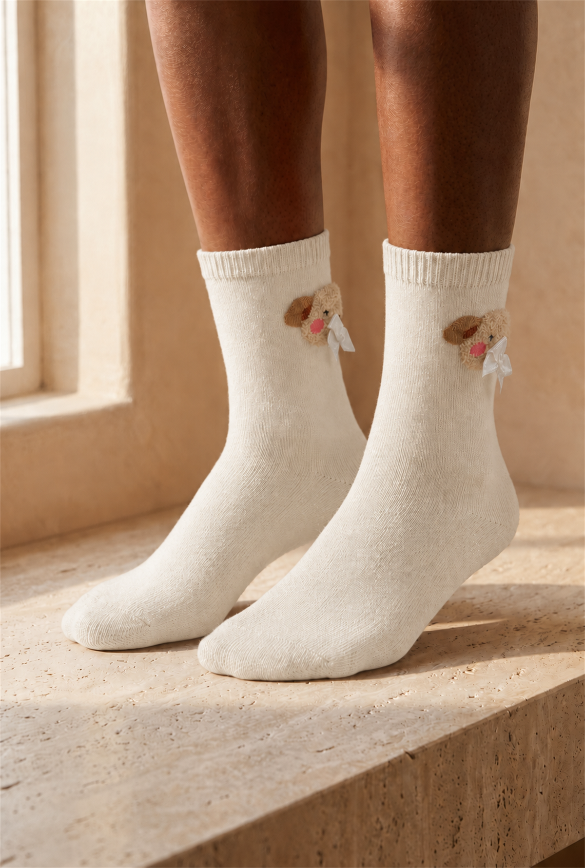 Teddy Womens Socks Ecru