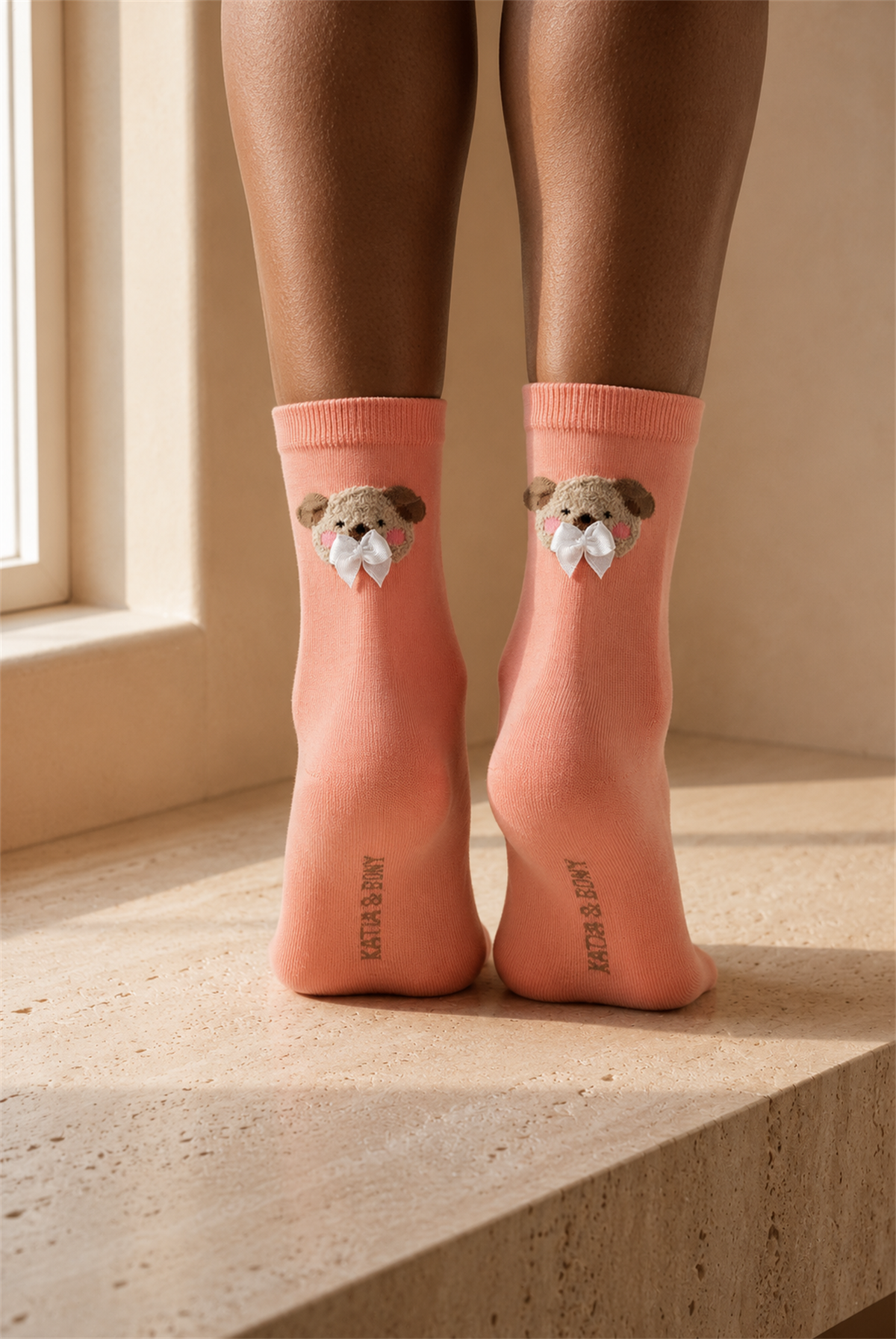 Teddy Womens Socket Socks Faded Pink