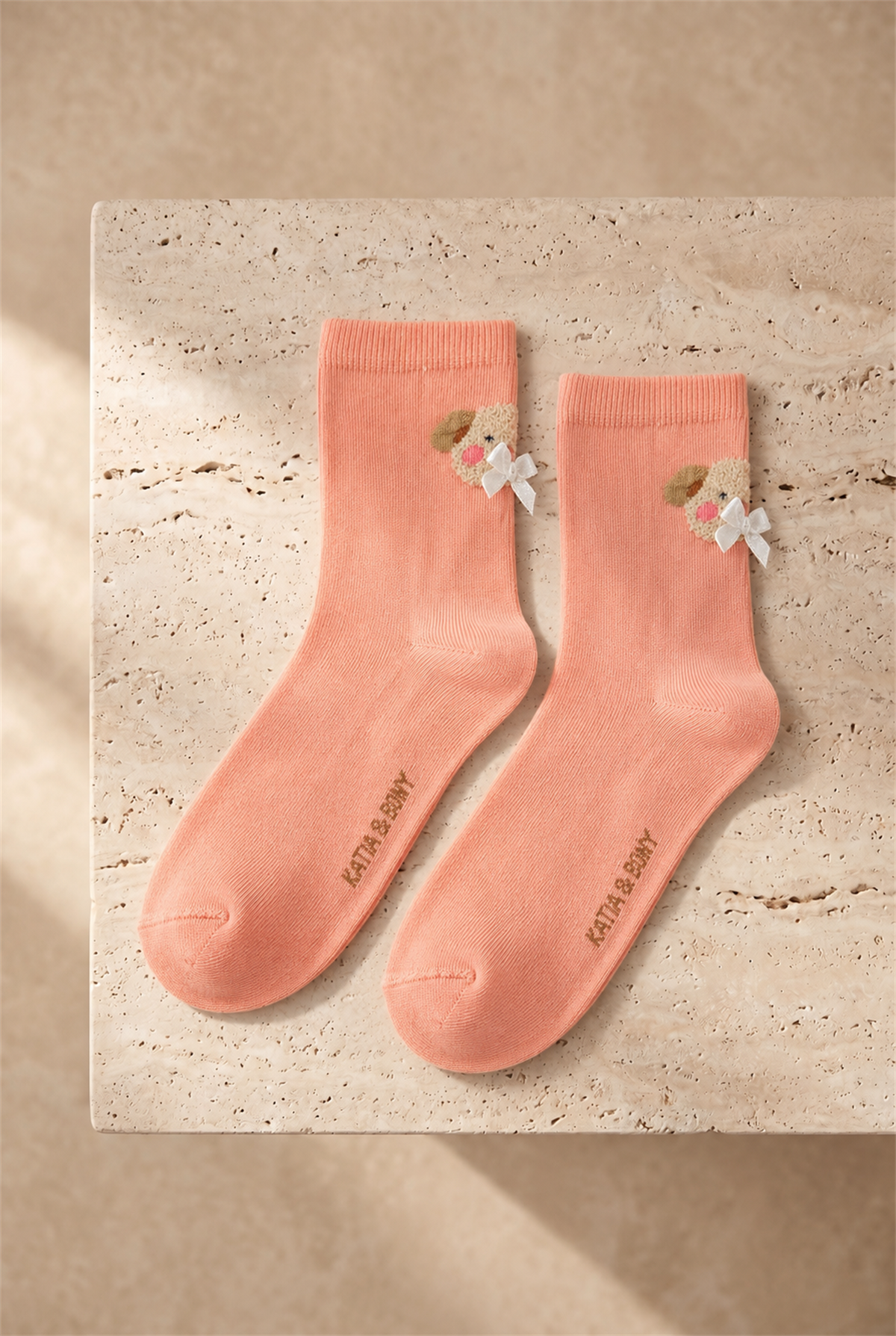 Teddy Womens Socket Socks Faded Pink