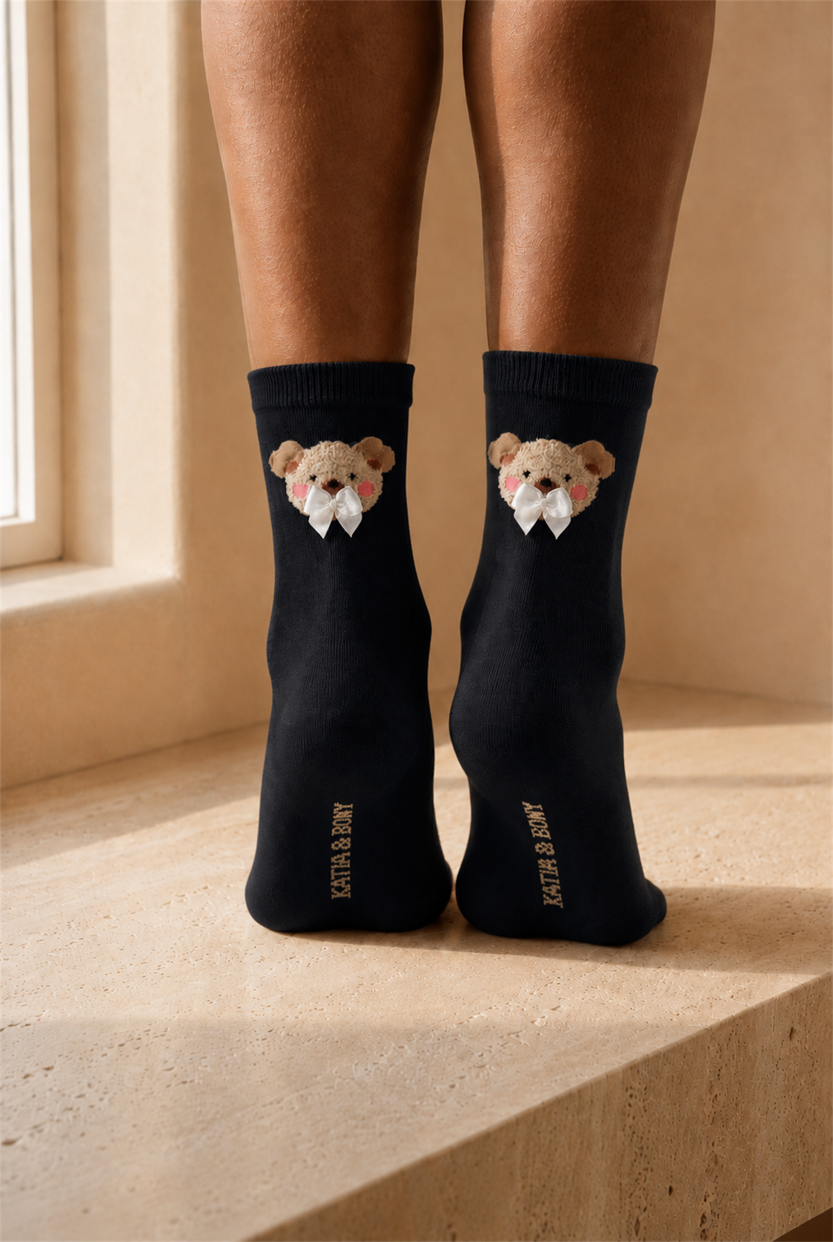 Teddy Women Socket Socks Black