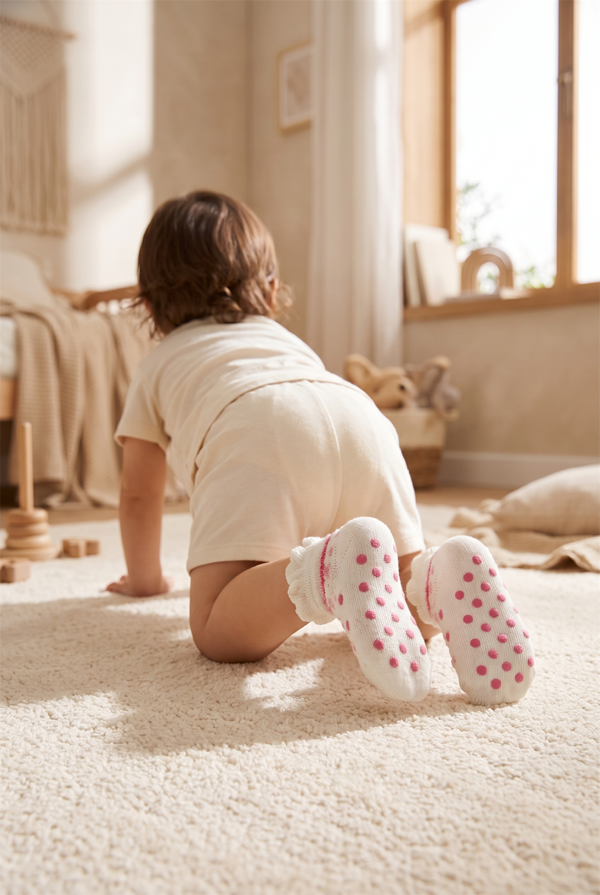 Kız Bebek Benekli Step Çorap Beyaz